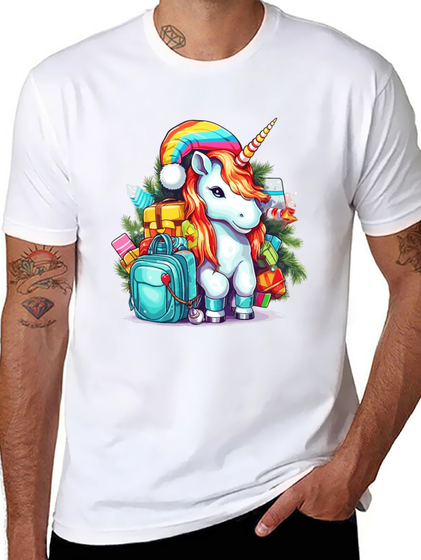 Festive Unicorn Christmas T-Shirt