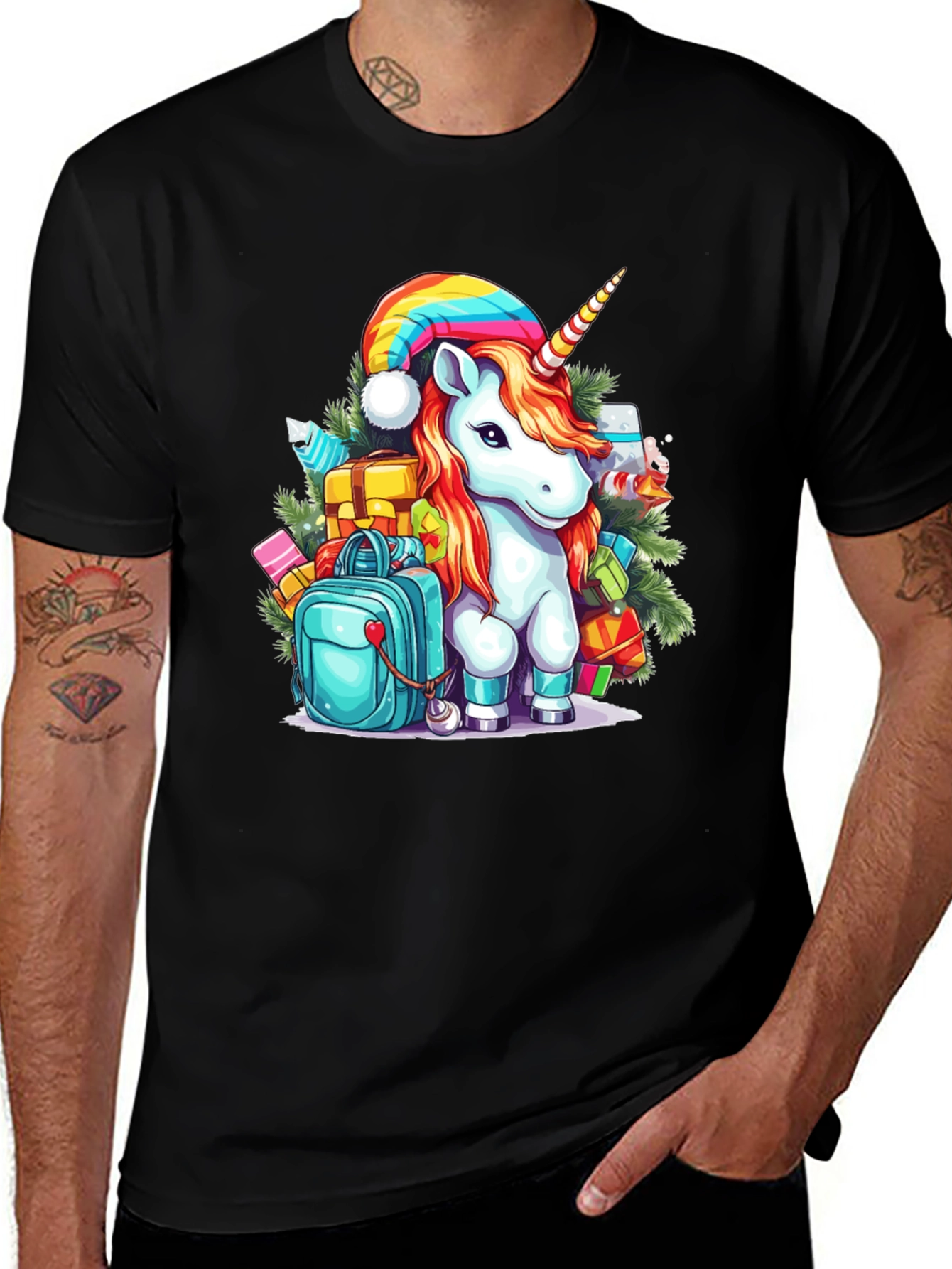Festive Unicorn Christmas T-Shirt