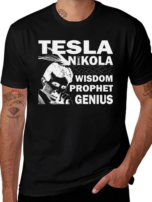 Tesla Nikola Wisdom Prophet Genius Black T-Shirt