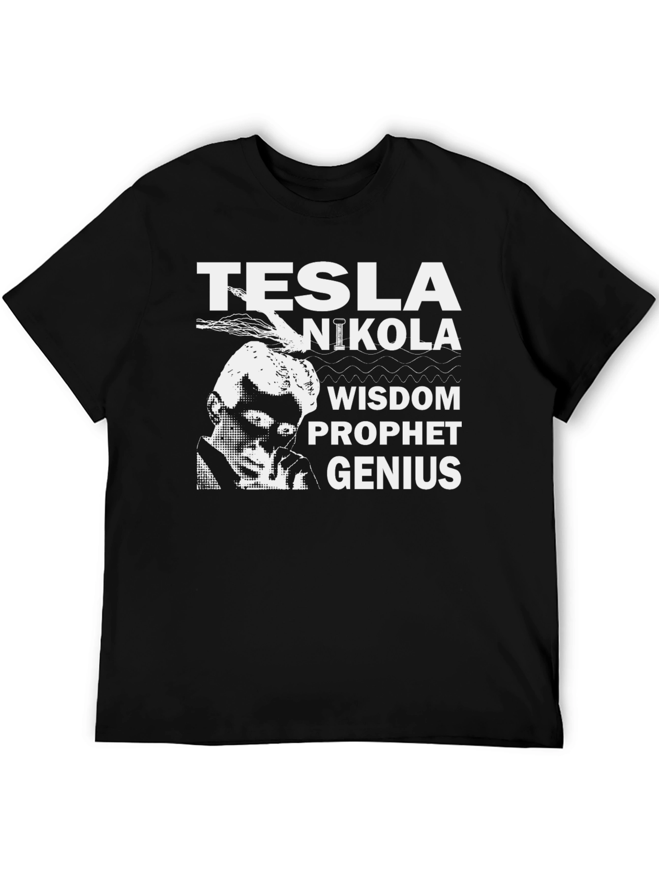 Tesla Nikola Wisdom Prophet Genius Black T-Shirt