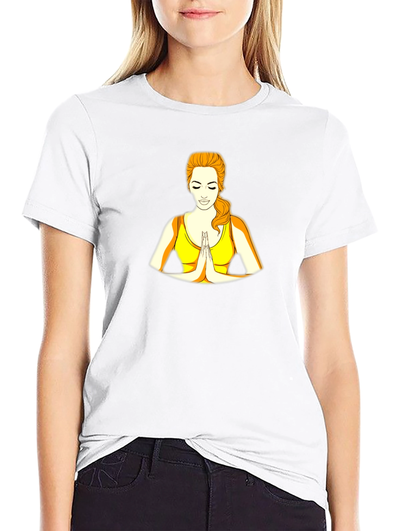 Yoga Girl Graphic Print Black T-Shirt