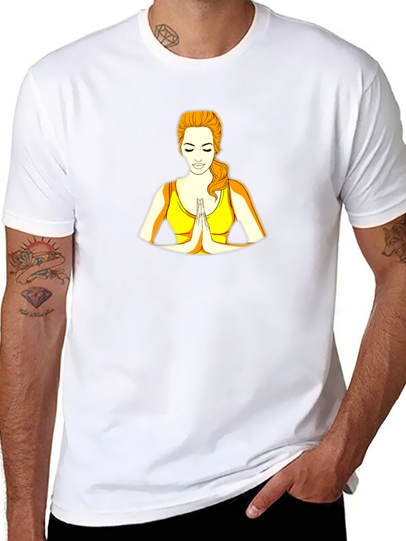 Yoga Girl Graphic Print Black T-Shirt