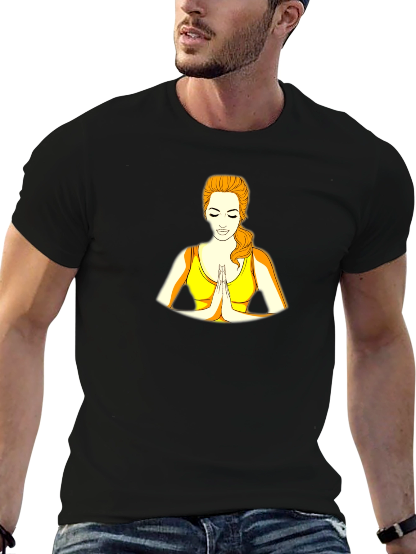 Yoga Girl Graphic Print Black T-Shirt