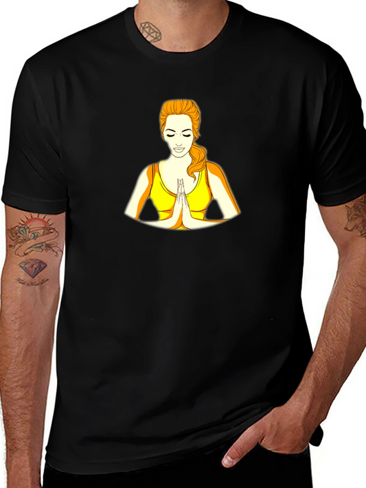 Yoga Girl Graphic Print Black T-Shirt