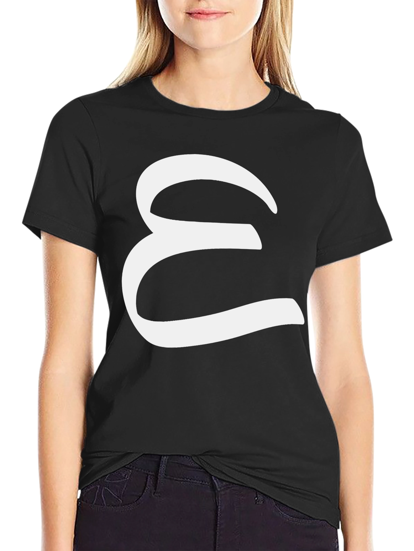 Elegant Black T-Shirt with White Letter Design