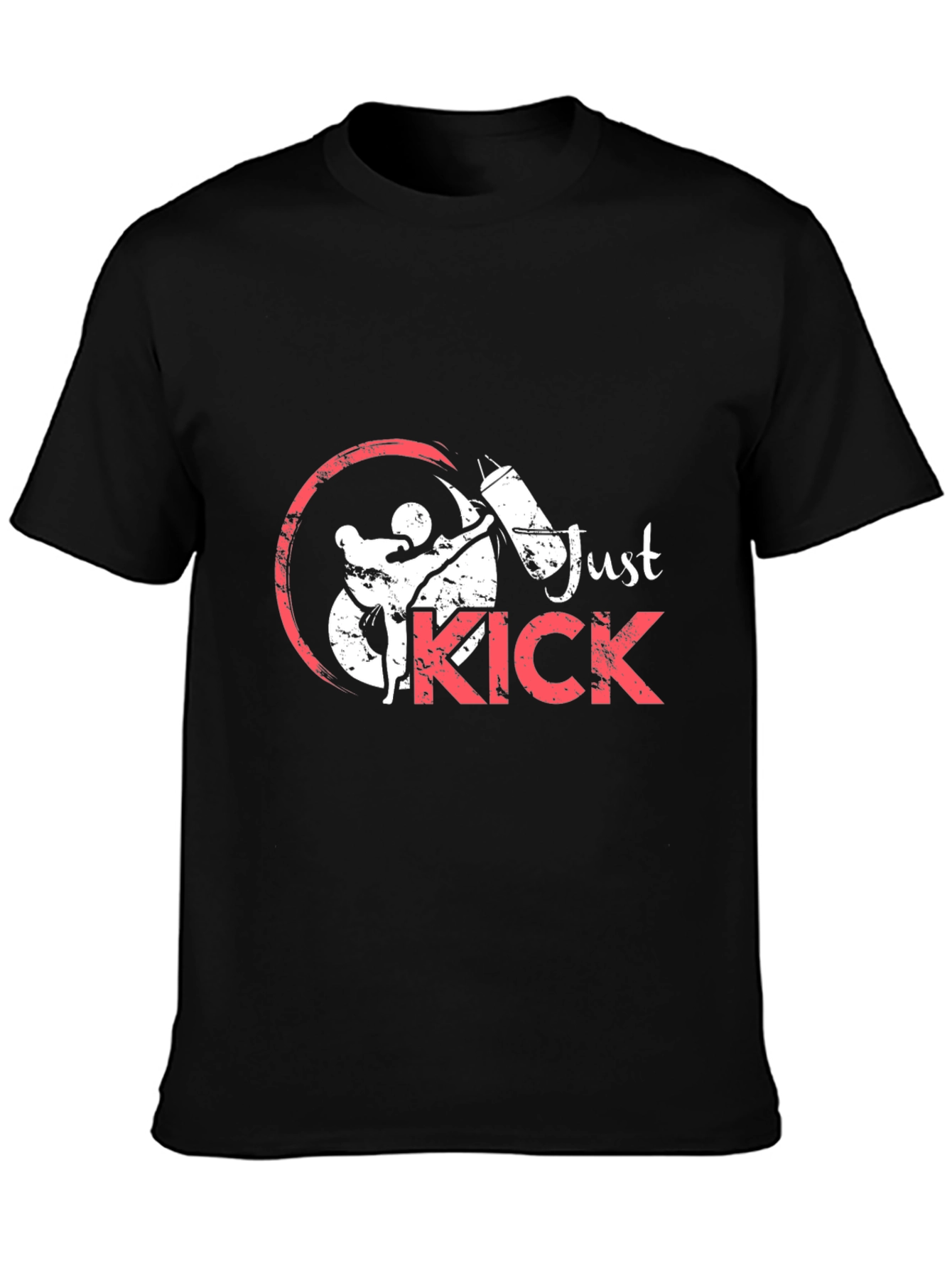 Just Kick Black Graphic Tee - Martial Arts Design