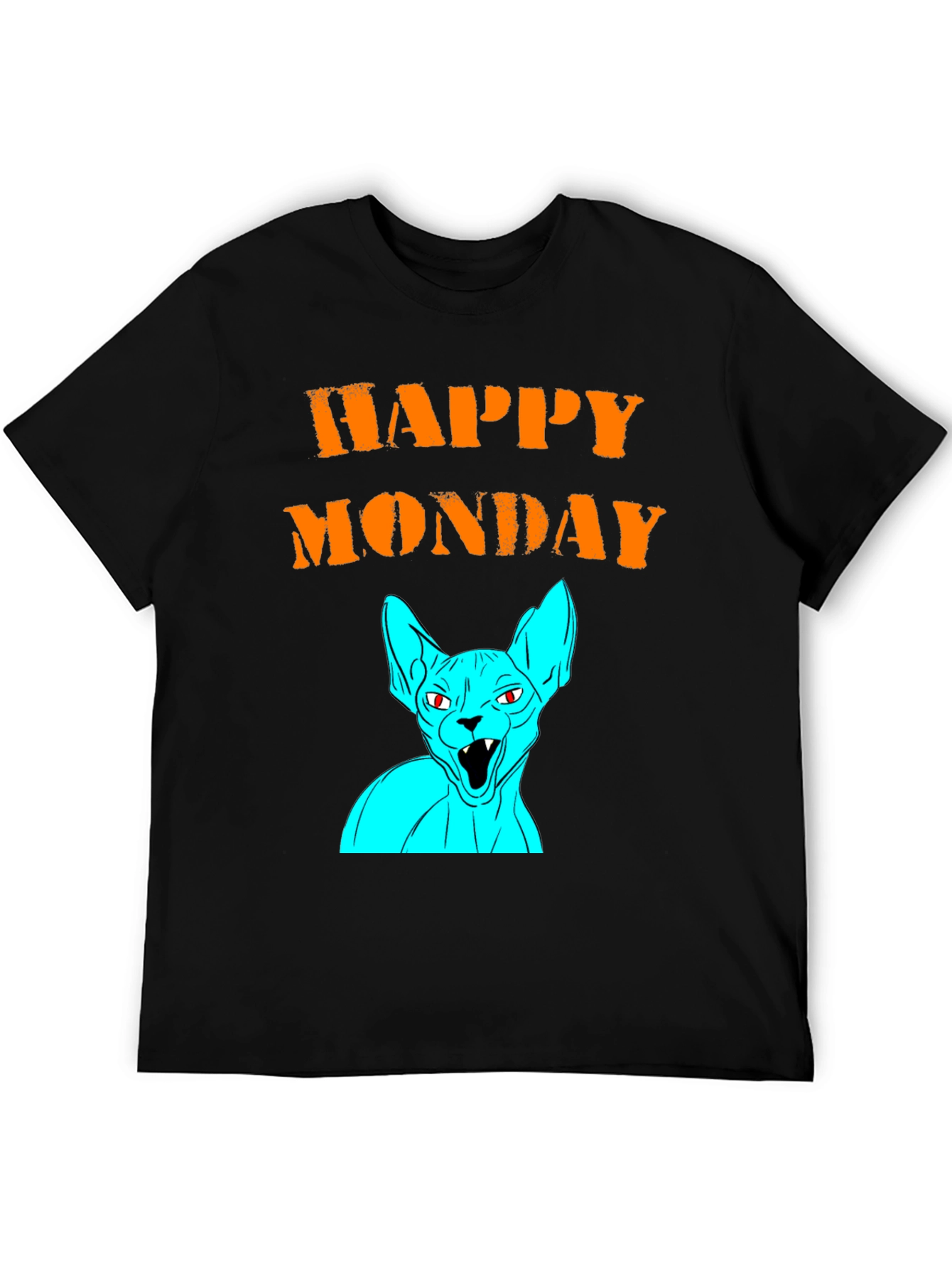 Happy Monday Graphic T-Shirt - Unique Cat Design