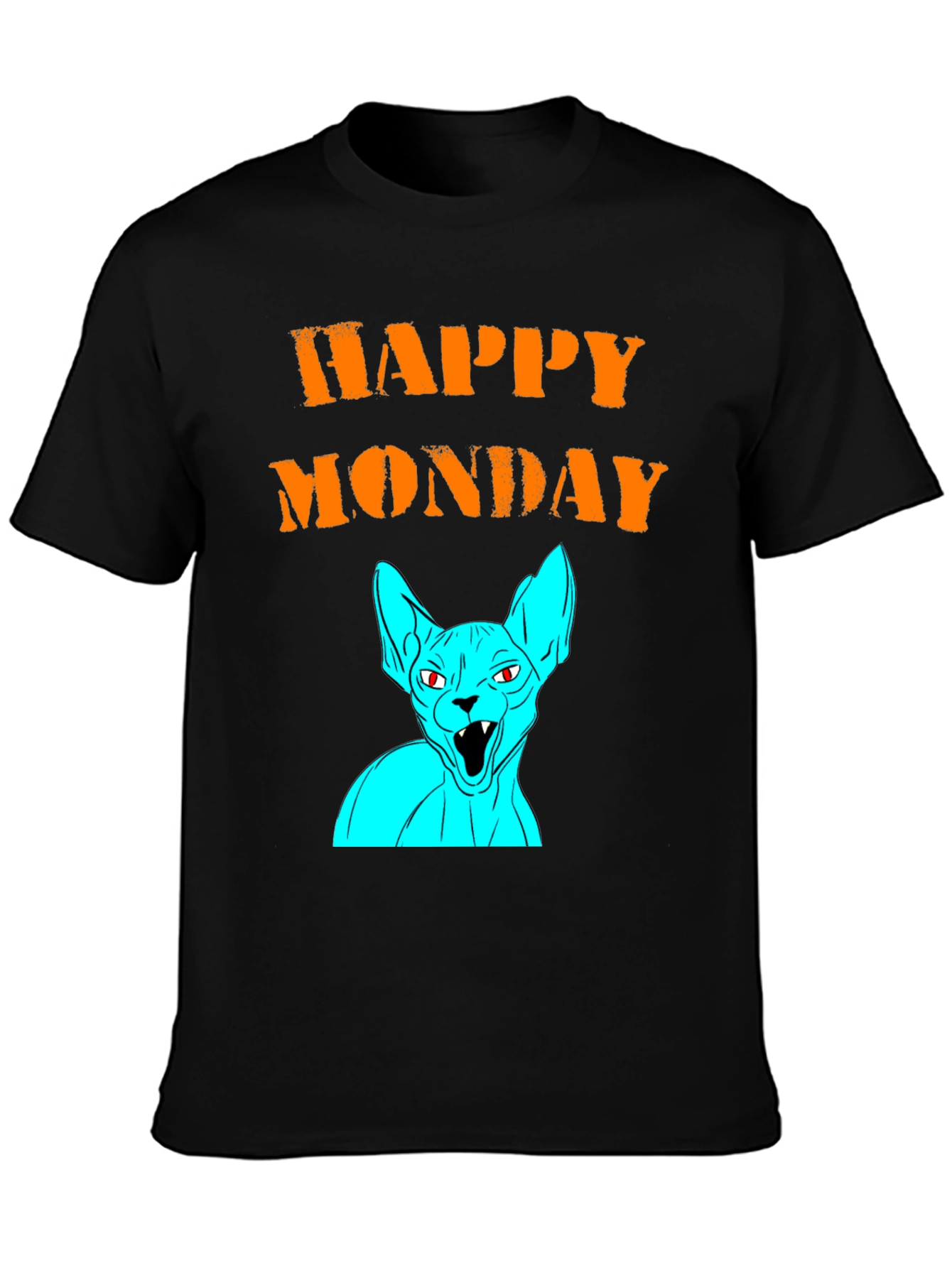 Happy Monday Graphic T-Shirt - Unique Cat Design