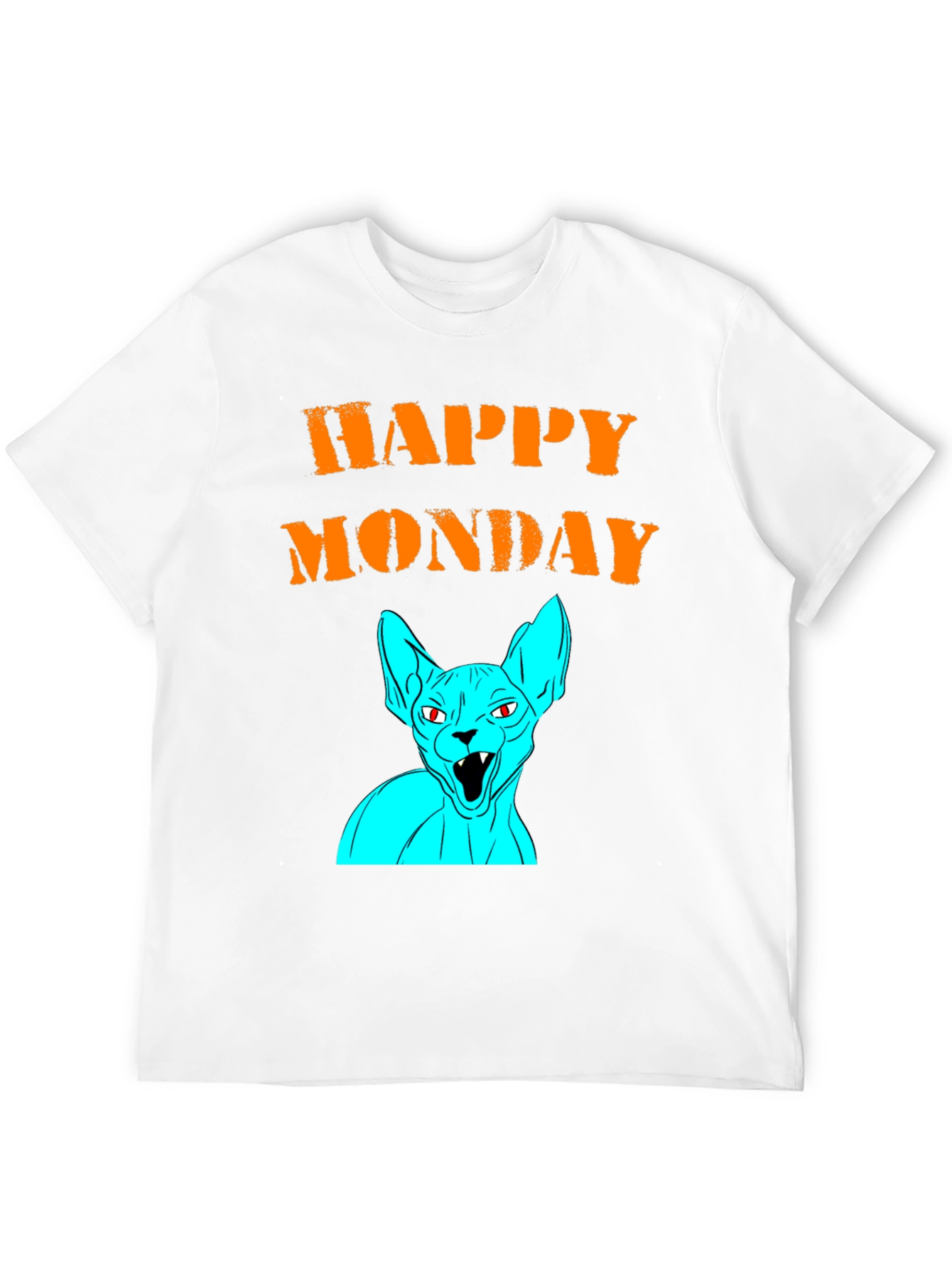Happy Monday Graphic T-Shirt - Unique Cat Design