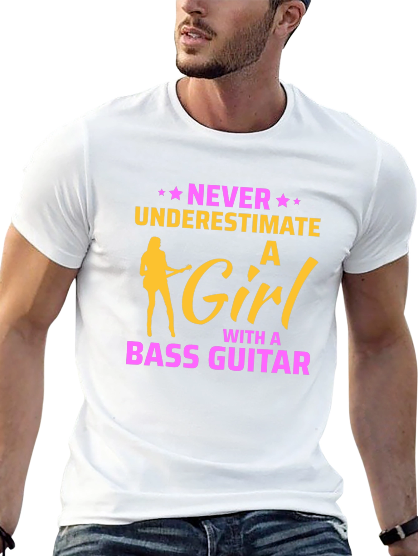 Never Underestimate a Girl Bass Guitar T-Shirt