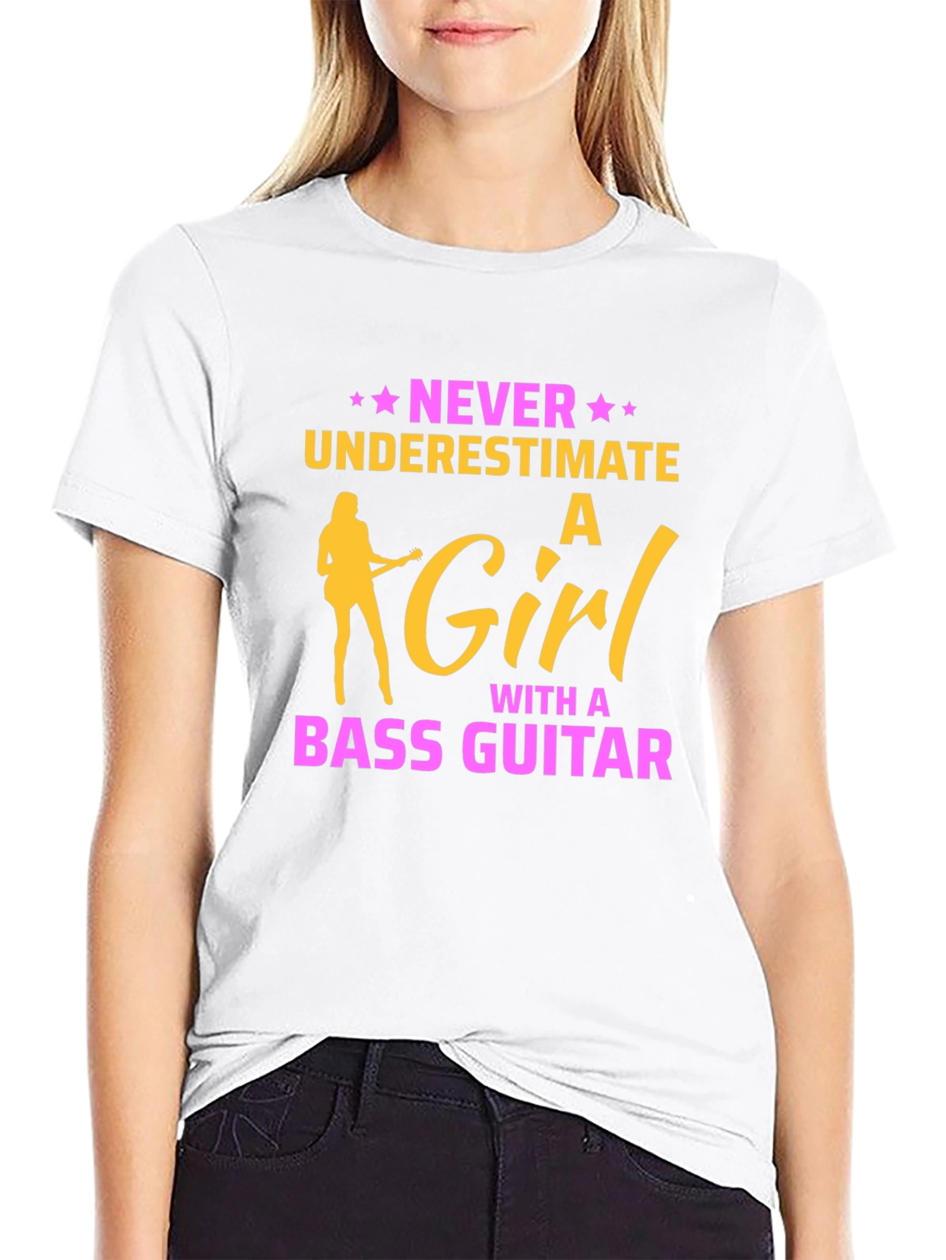 Never Underestimate a Girl Bass Guitar T-Shirt