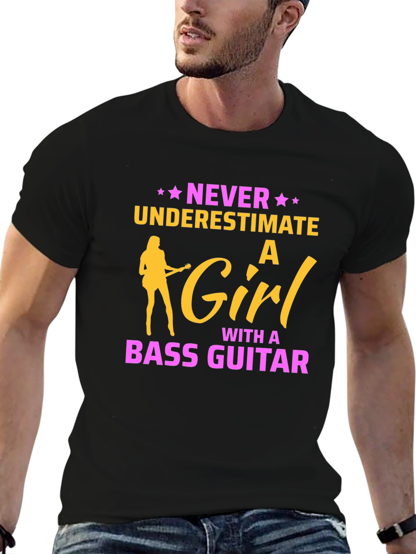 Never Underestimate a Girl Bass Guitar T-Shirt