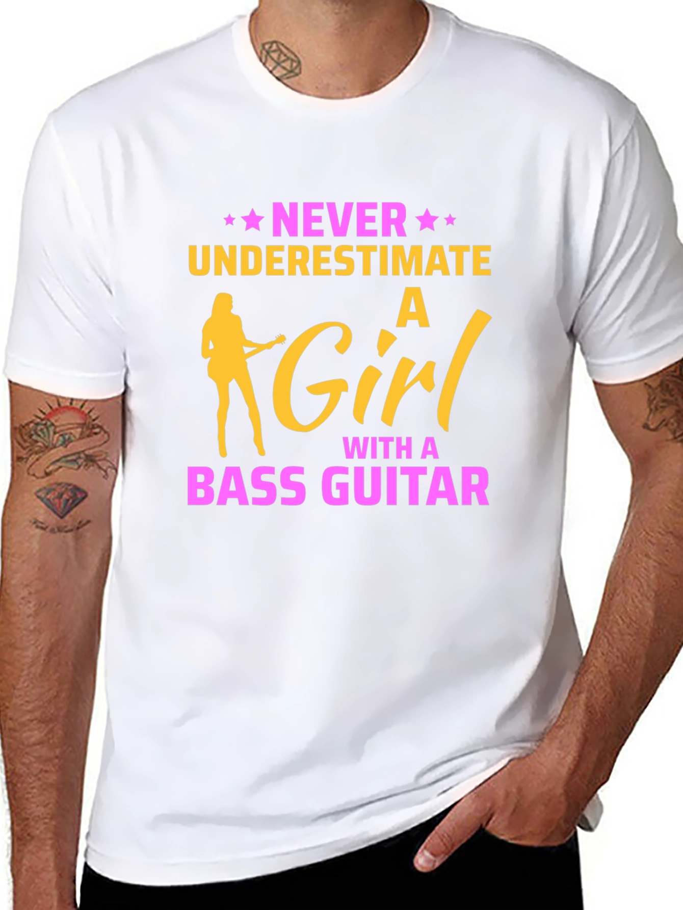 Never Underestimate a Girl Bass Guitar T-Shirt
