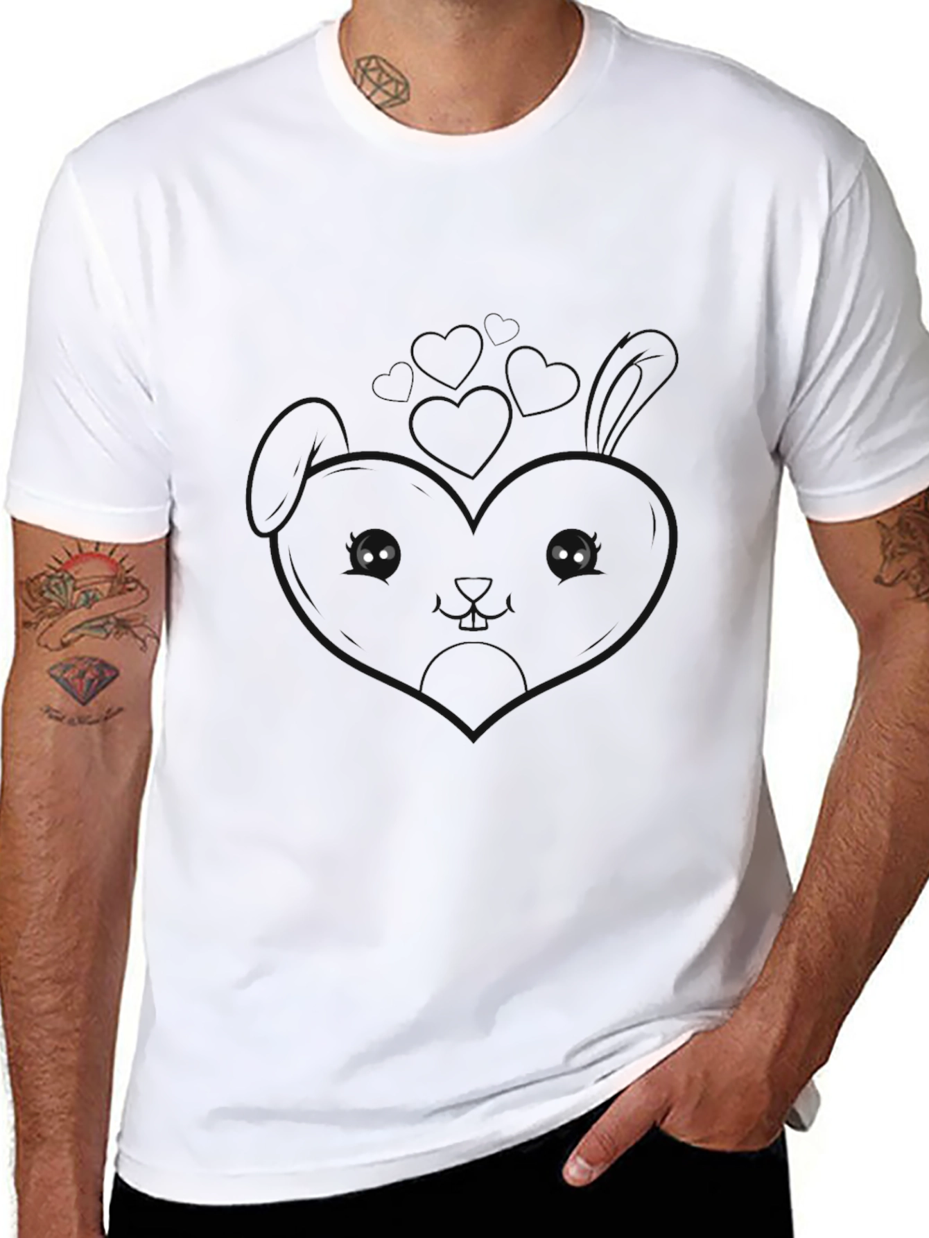 Cute Shadow Bunny Graphic Tee - Trendy Black T-Shirt