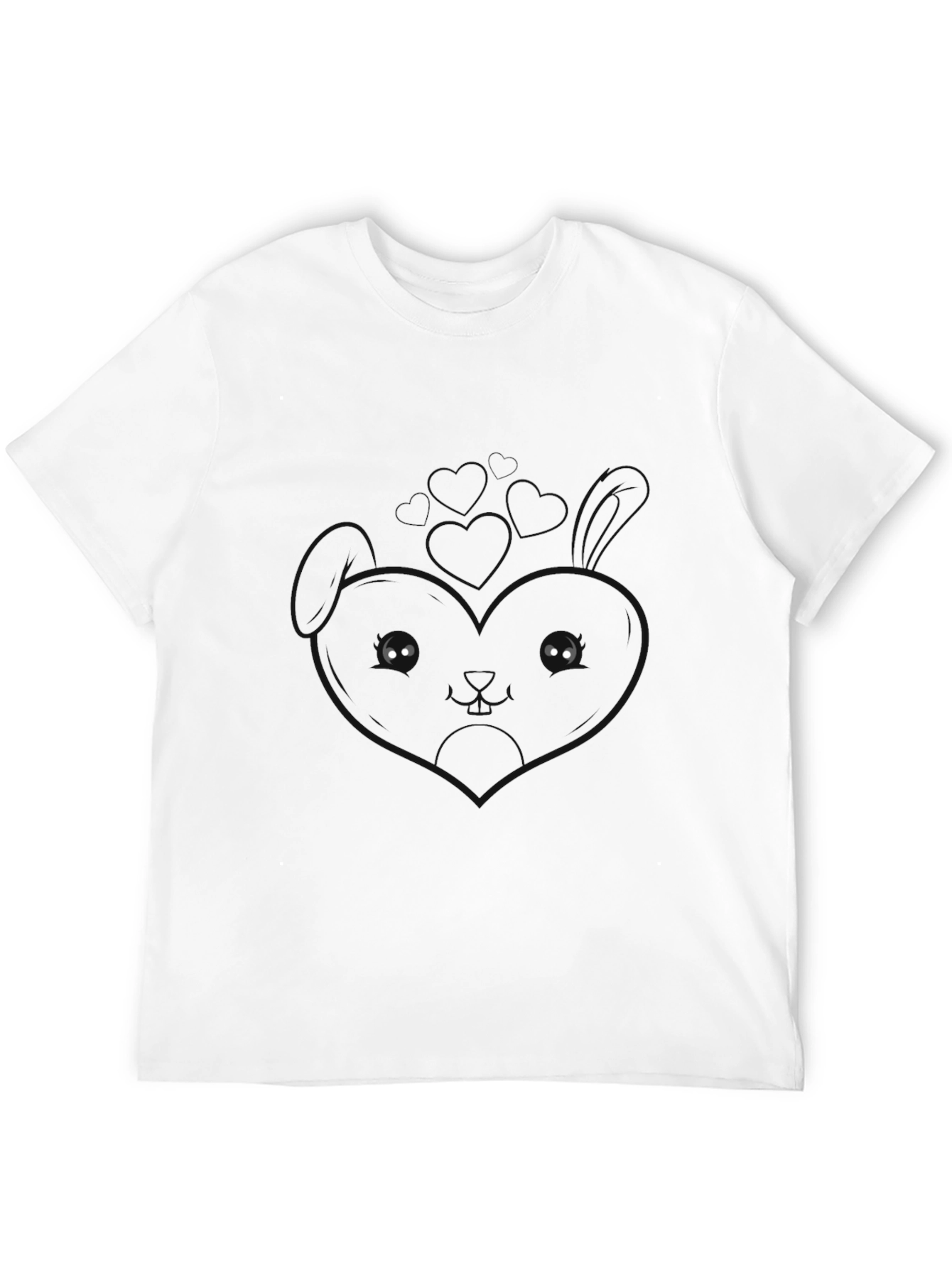 Cute Shadow Bunny Graphic Tee - Trendy Black T-Shirt