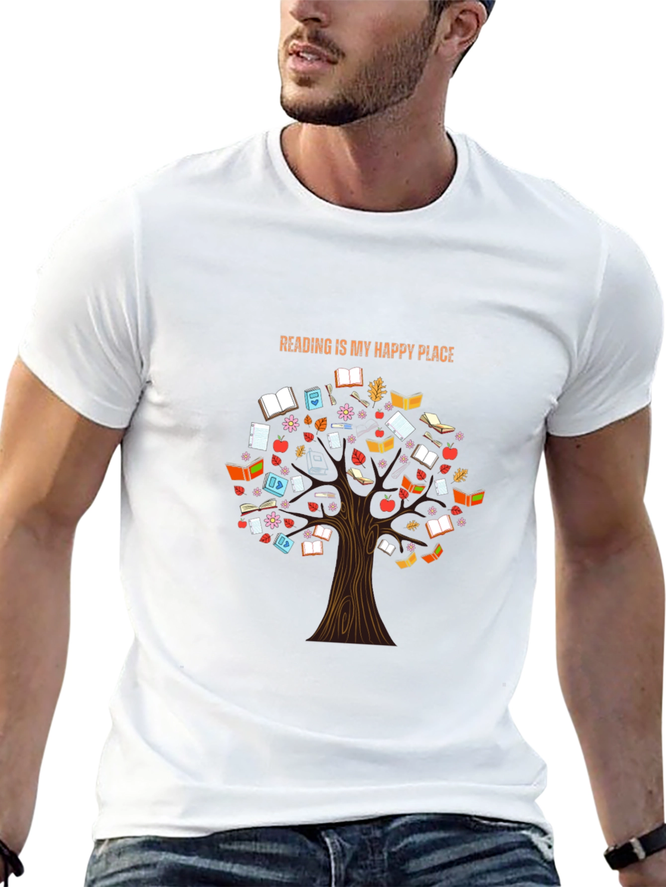 Reading is My Happy Place Tree Graphic T-Shirt