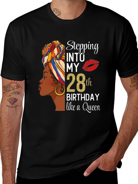 Stepping Into My 28th Birthday Queen T-Shirt