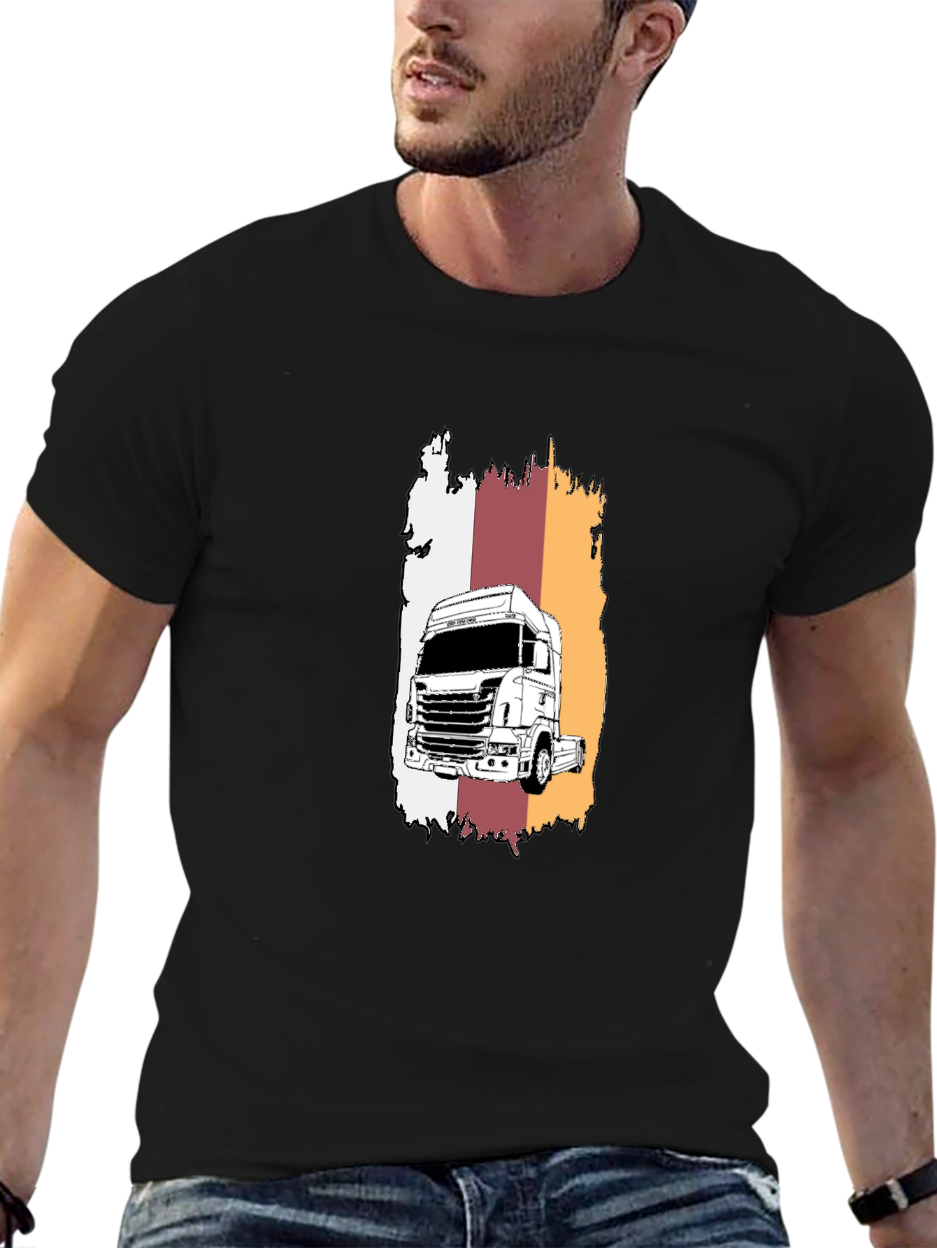 Truck Graphic T-Shirt - Cool Design Black Tee
