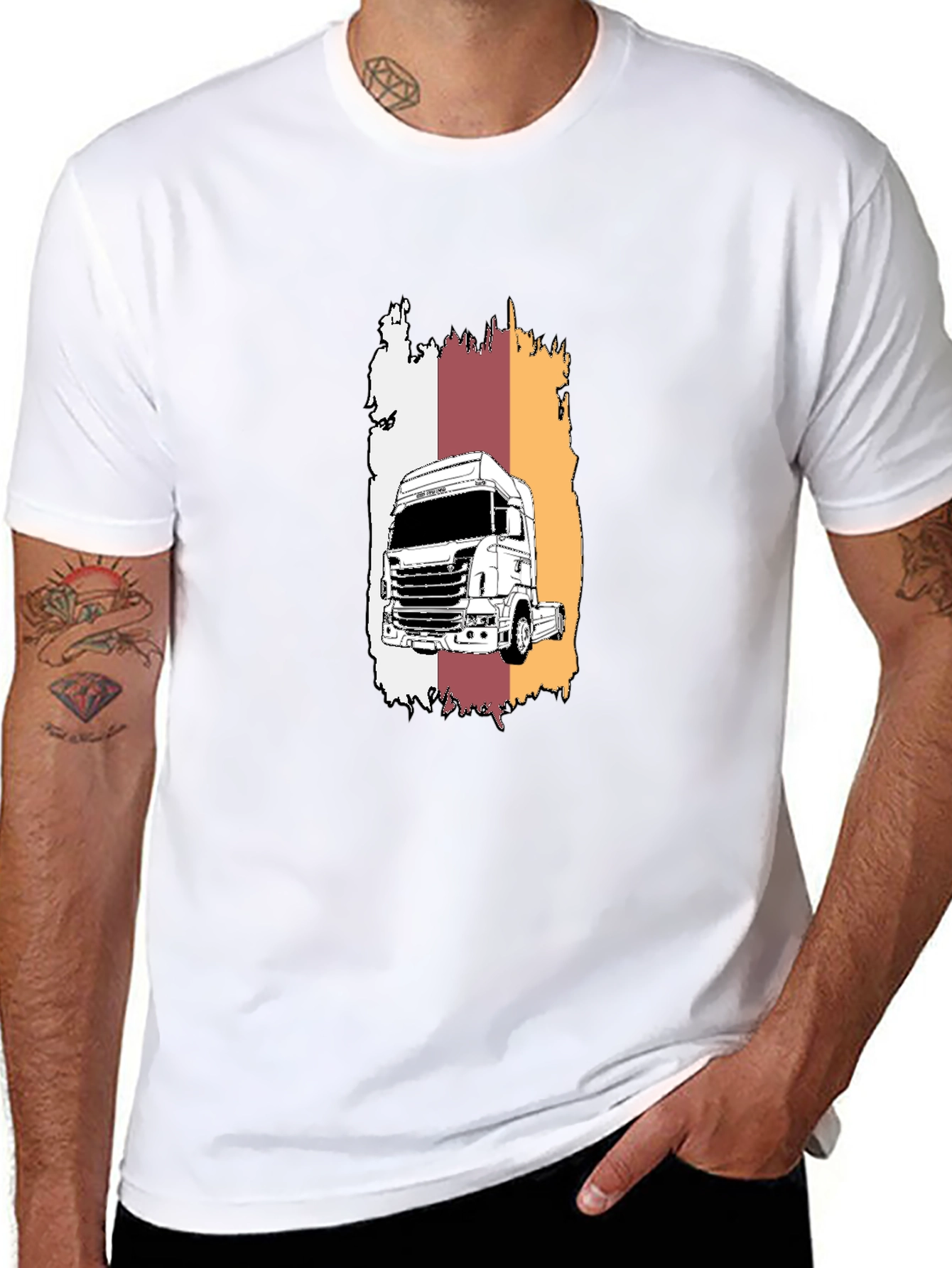 Truck Graphic T-Shirt - Cool Design Black Tee