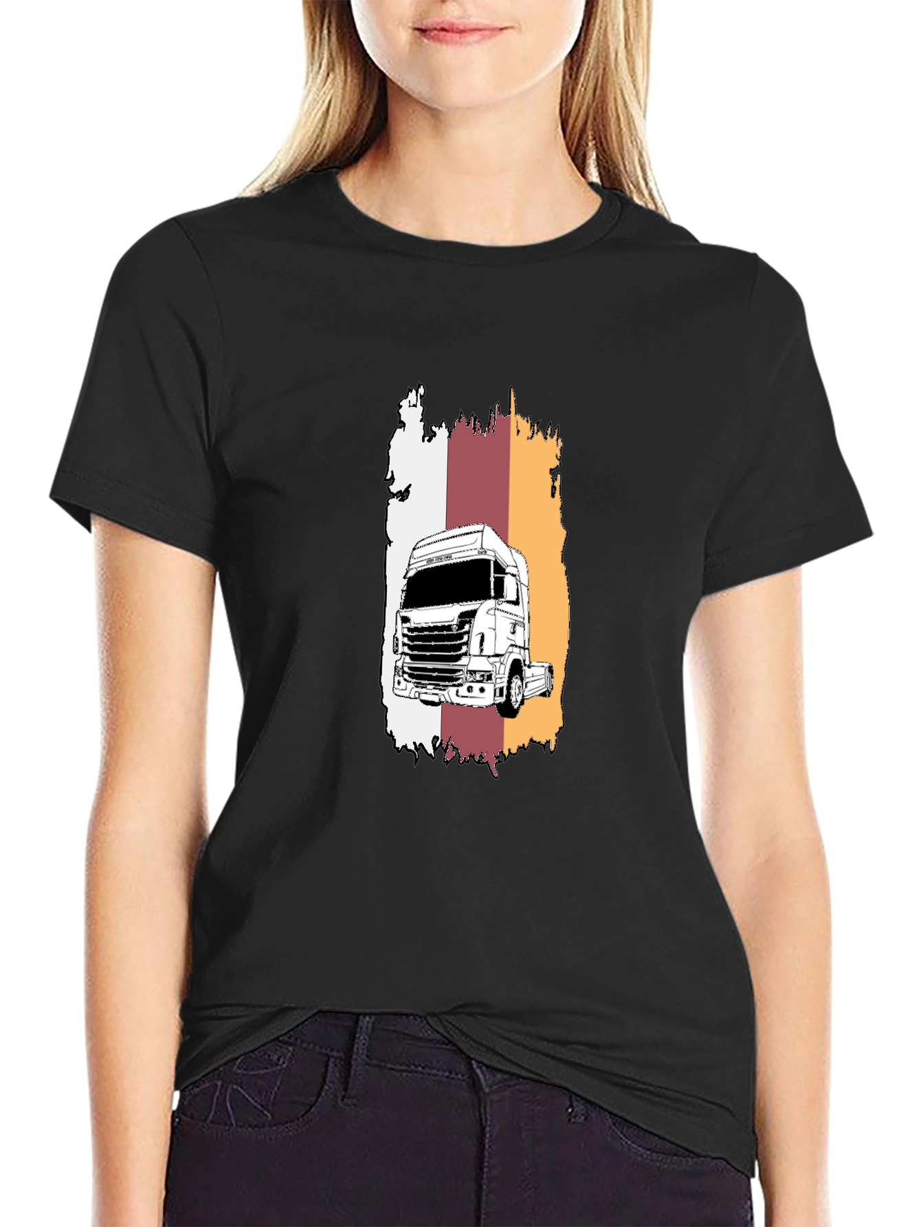 Truck Graphic T-Shirt - Cool Design Black Tee