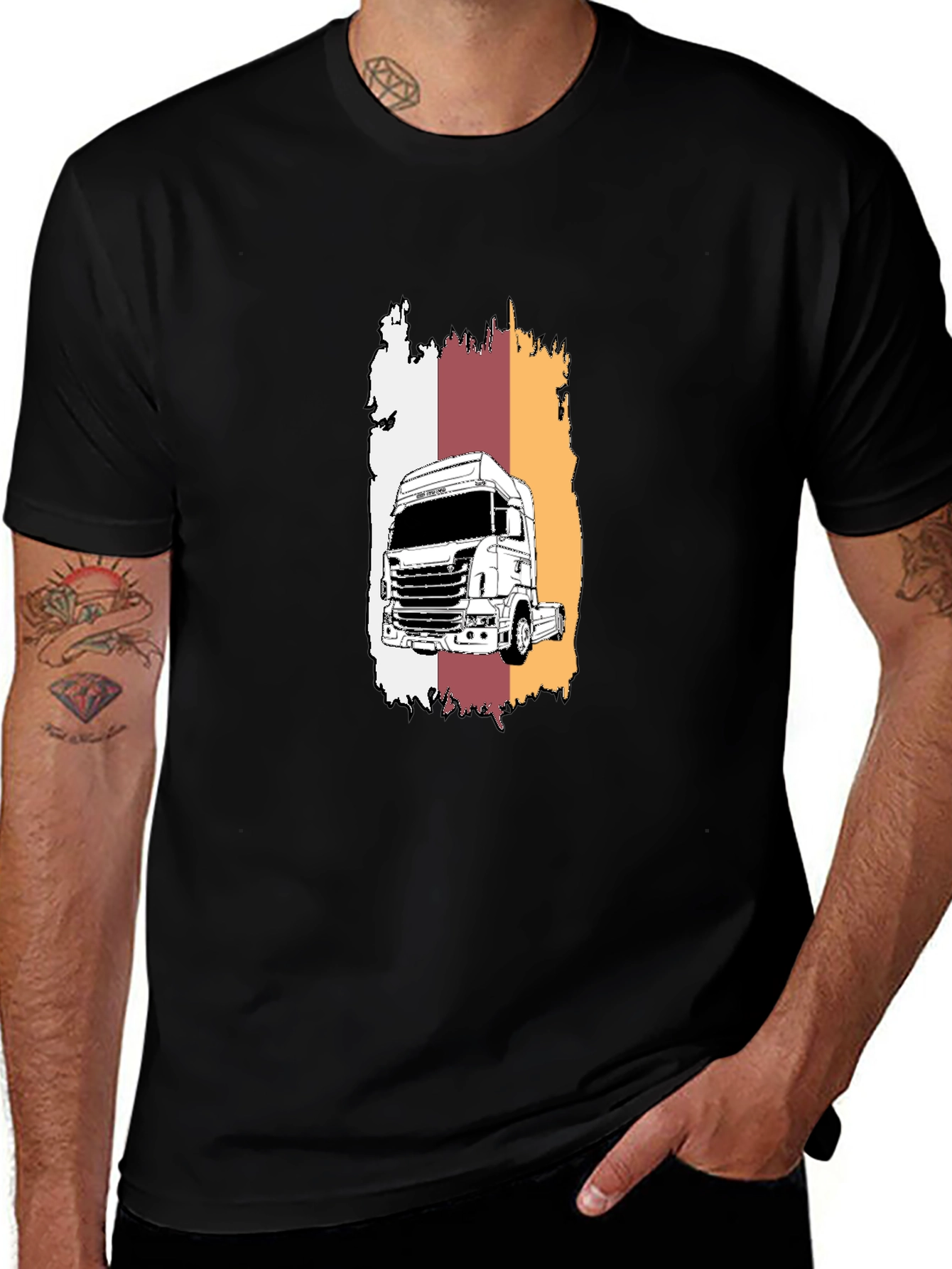 Truck Graphic T-Shirt - Cool Design Black Tee