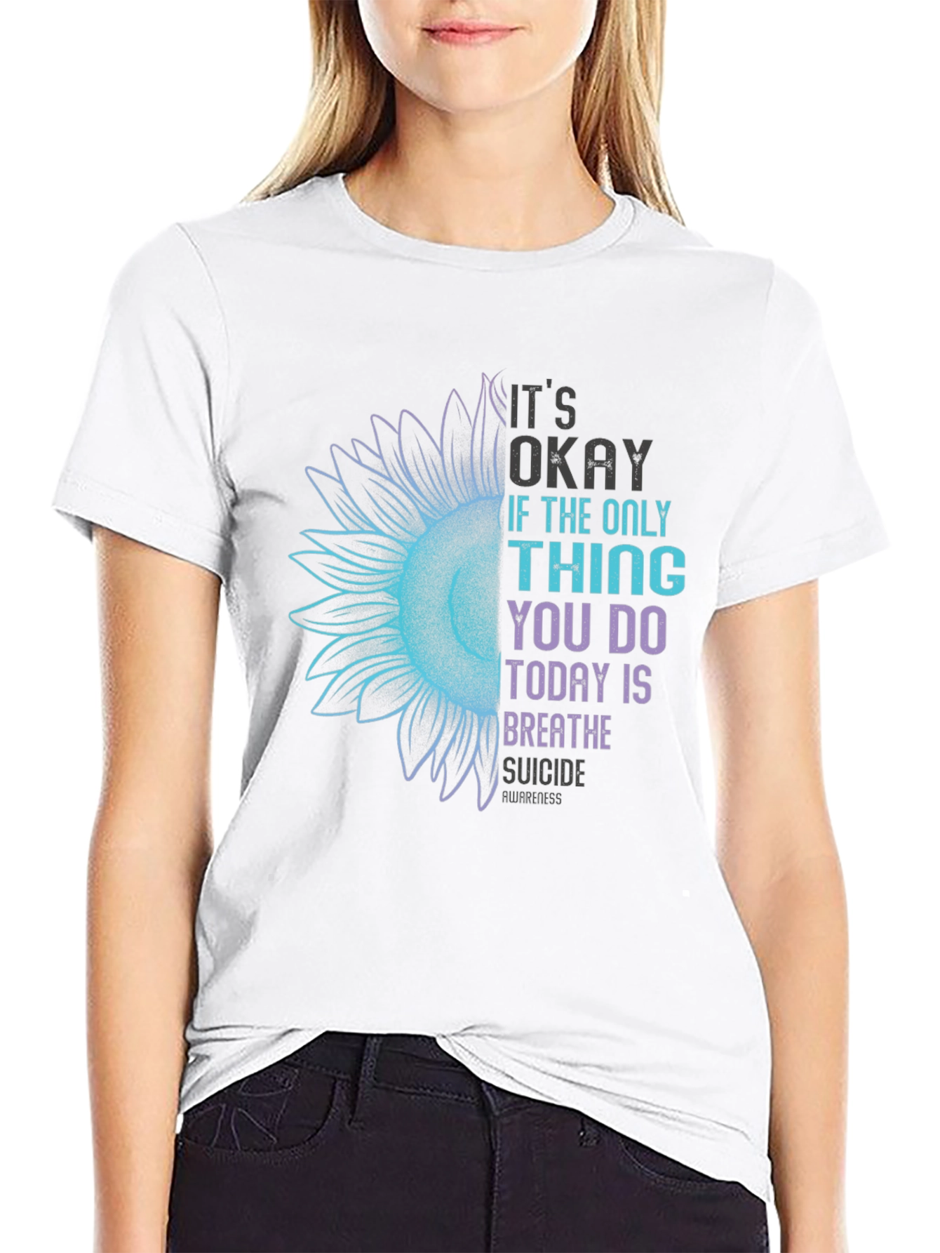 Its Okay Breathe Suicide Awareness Black Tee