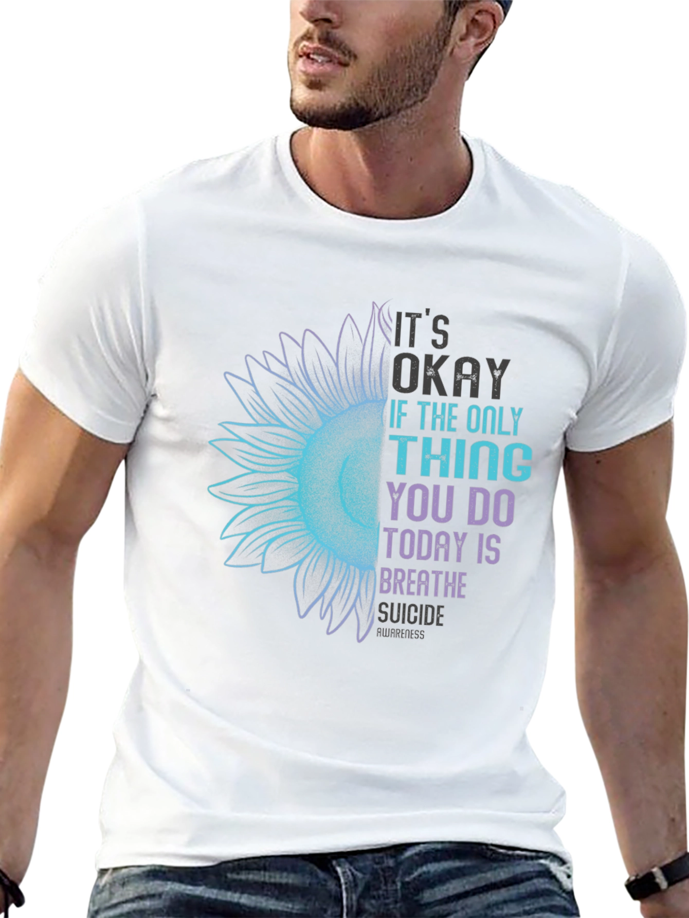 Its Okay Breathe Suicide Awareness Black Tee