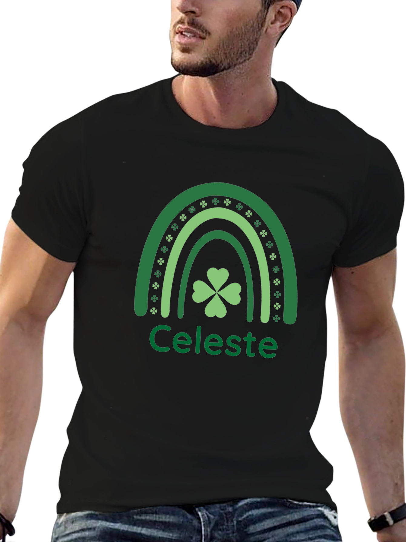 Celeste St. Patricks Day Shamrock Rainbow T-Shirt