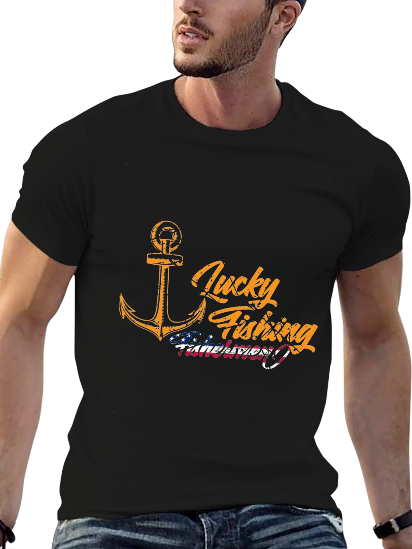 Lucky Fishing Black T-Shirt
