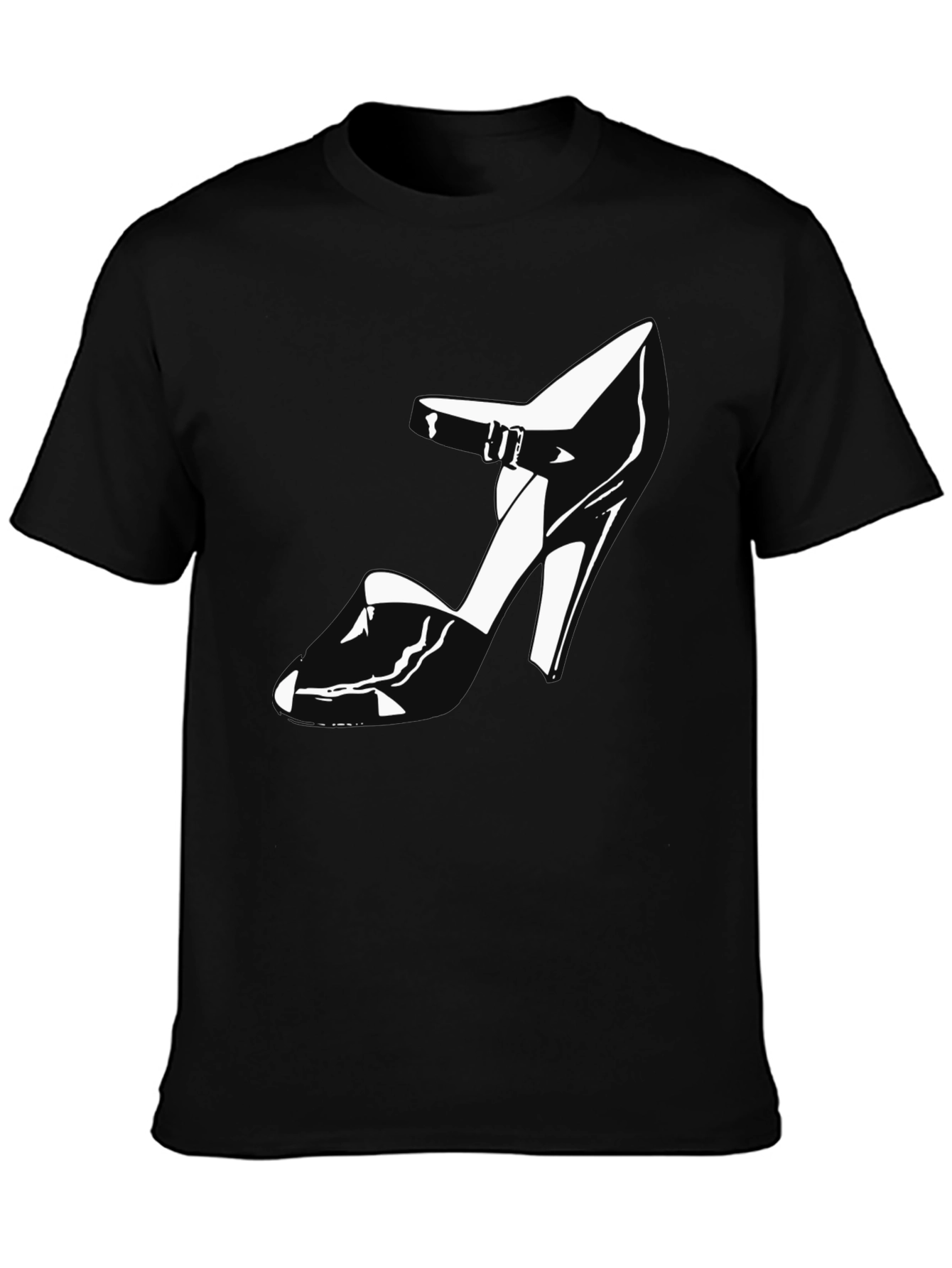 Black T-Shirt with High Heel Shoe Graphic