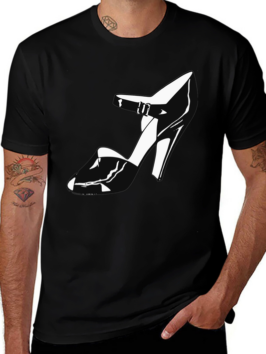 Black T-Shirt with High Heel Shoe Graphic