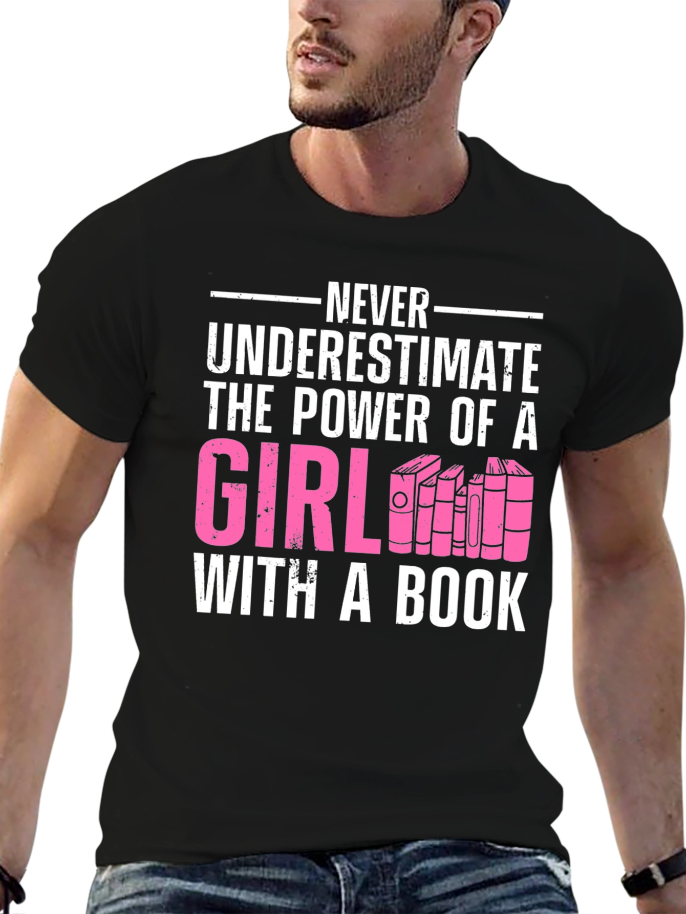 Never Underestimate Girl with a Book T-Shirt