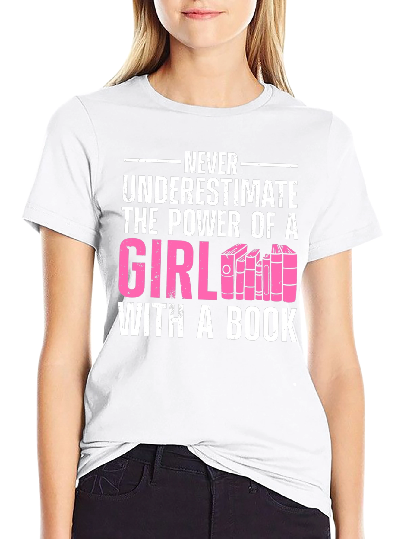 Never Underestimate Girl with a Book T-Shirt
