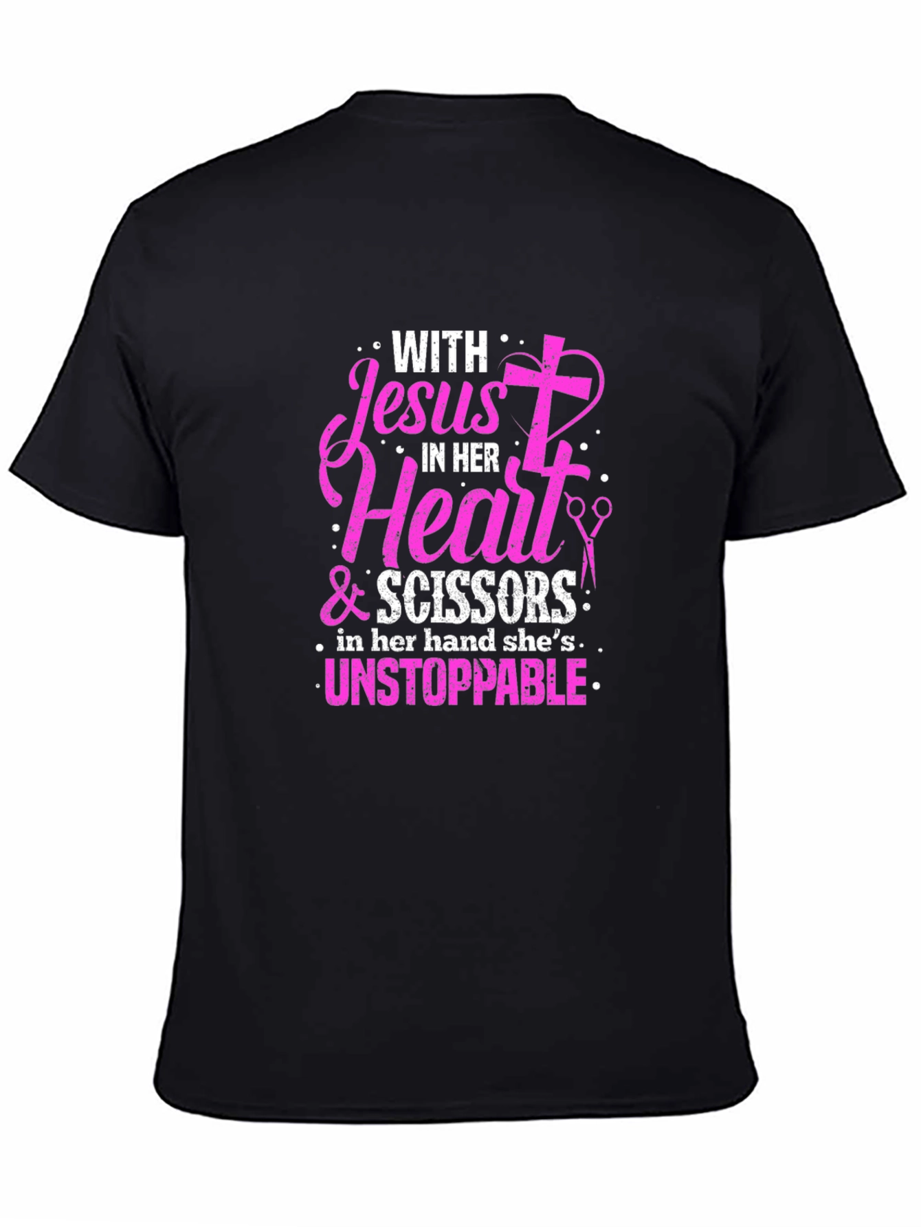 Jesus and Scissors Graphic T-Shirt