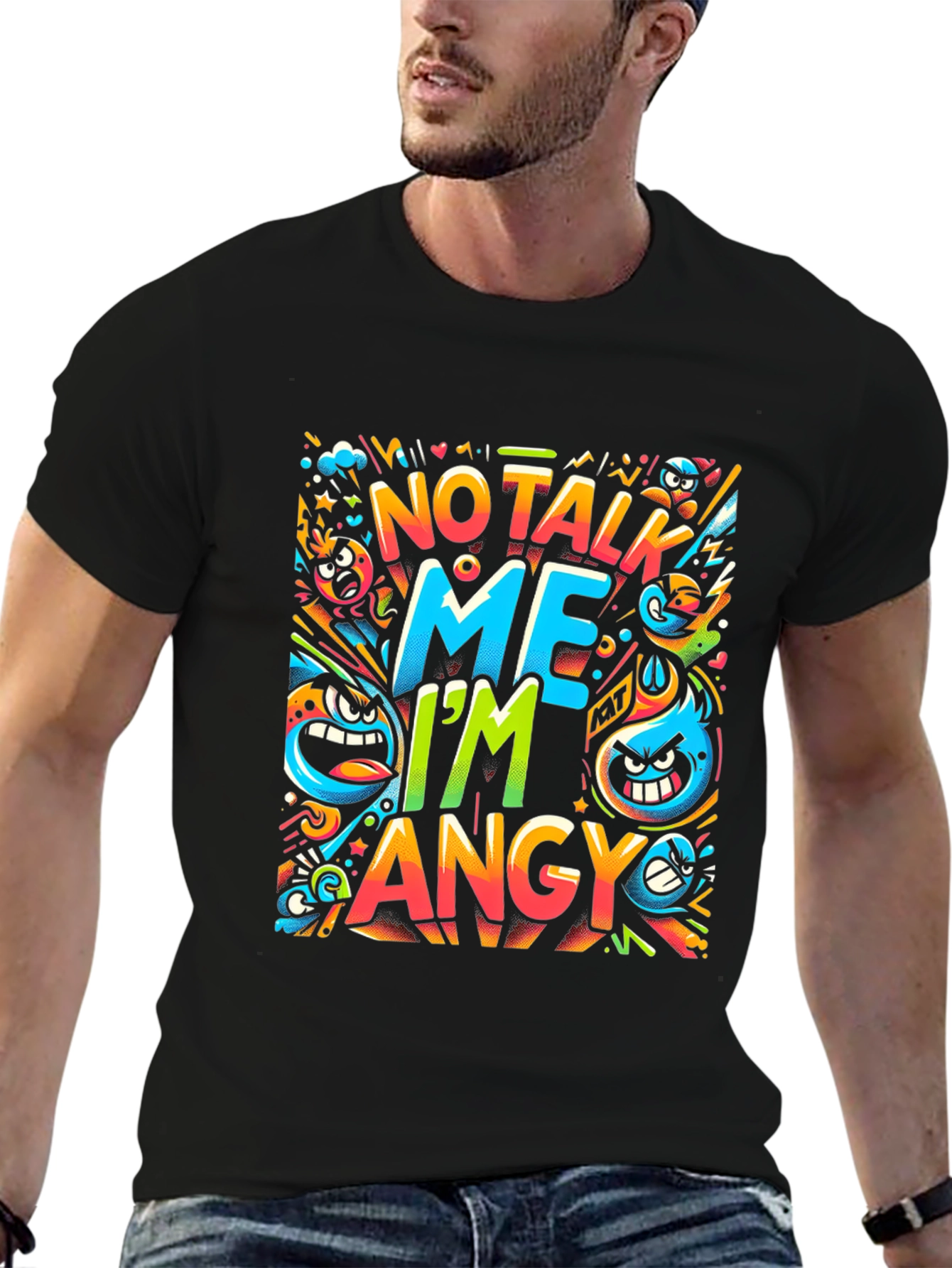 Angry Cartoon Graphic Print T-Shirt