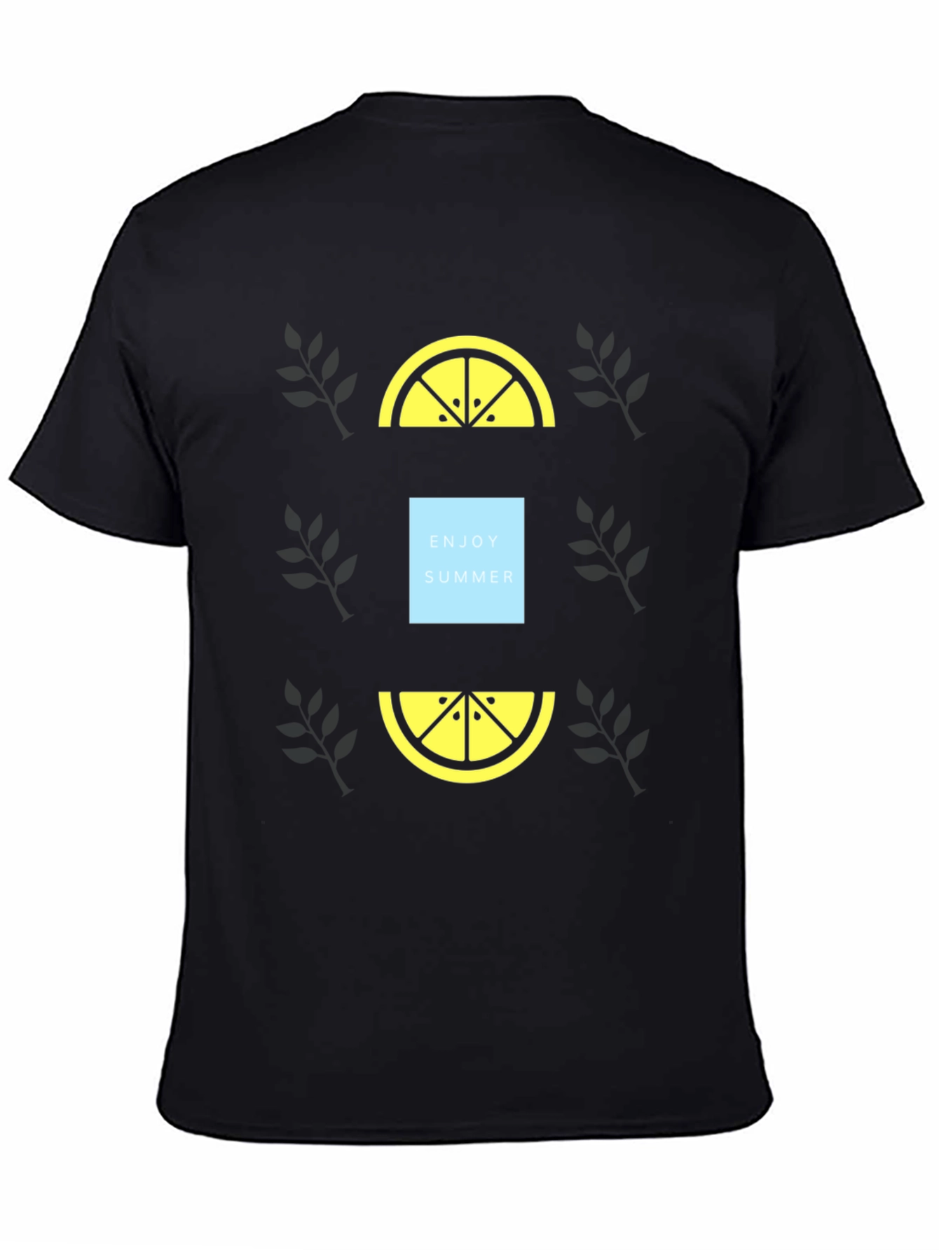 Enjoy Summer Black T-Shirt with Lemon Graphic