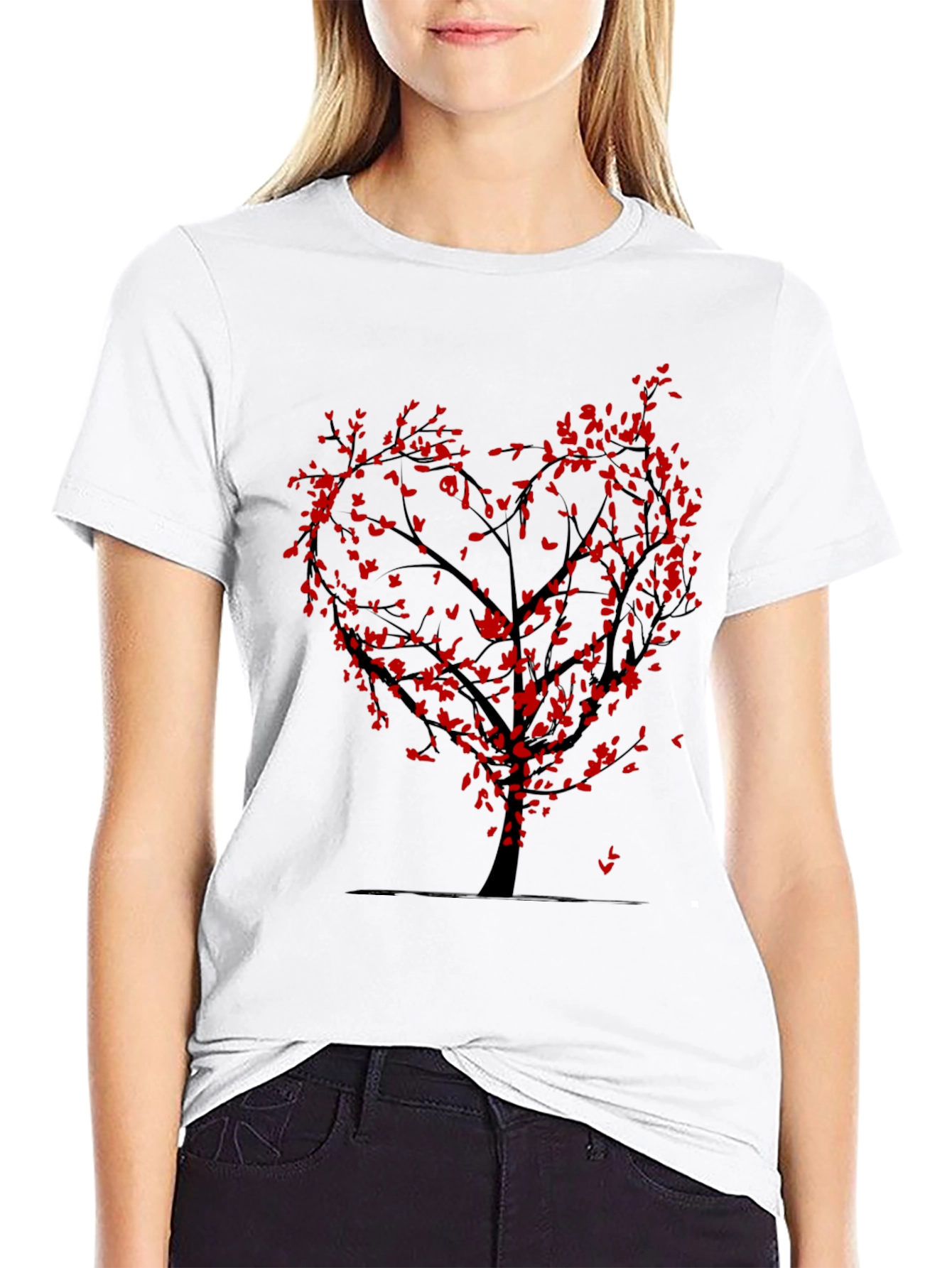 Heart Tree Graphic Tee - Black Cotton Blend
