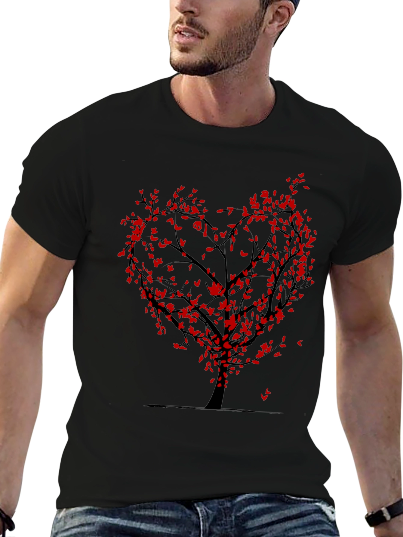 Heart Tree Graphic Tee - Black Cotton Blend
