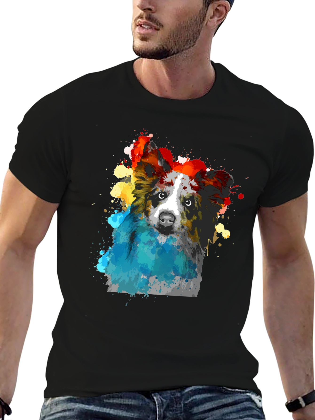 Watercolor Dog Graphic T-Shirt