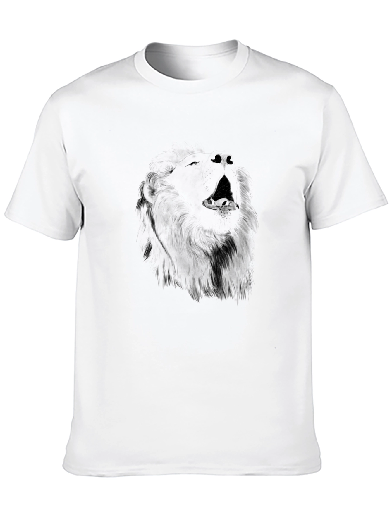 Mens Black T-Shirt with Wolf Graphic