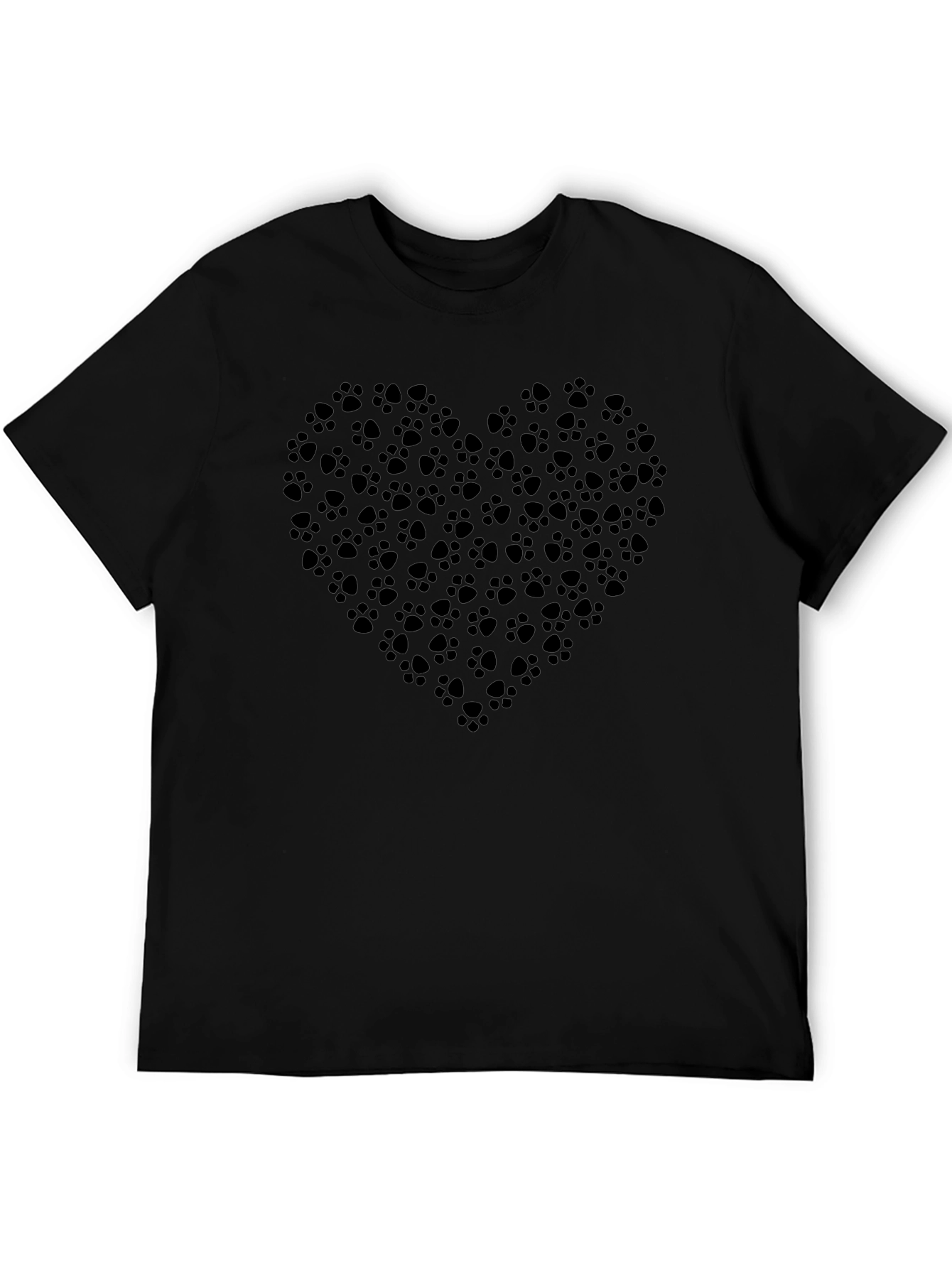 Paw Print Heart Graphic Tee - Mens Black T-Shirt