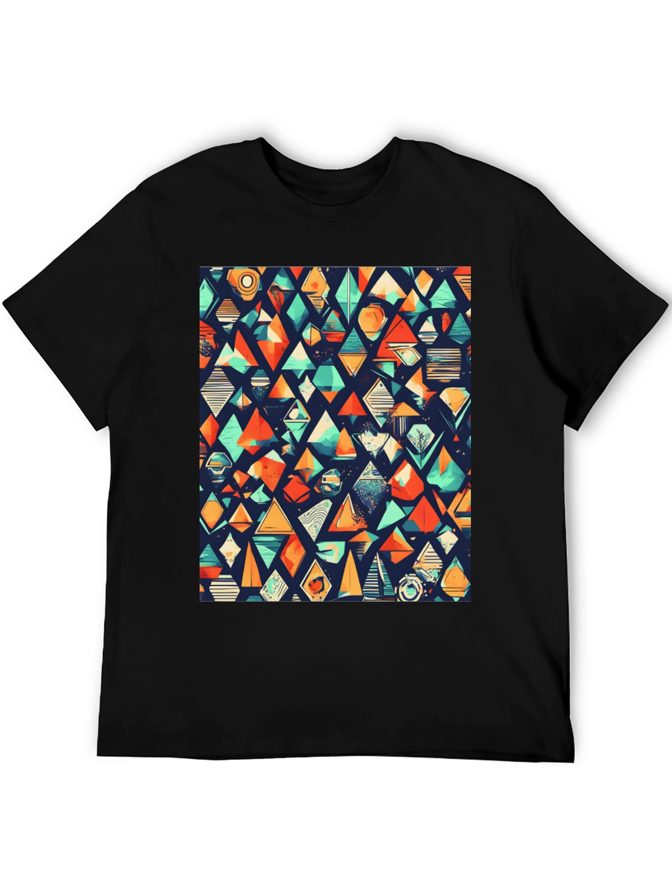 Geometric Pattern Black T-Shirt