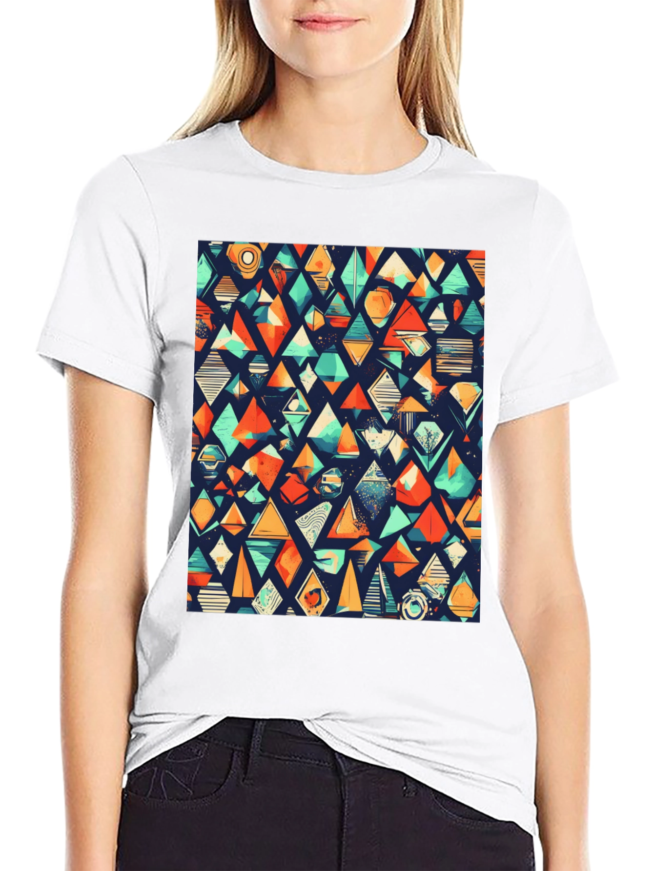 Geometric Pattern Black T-Shirt