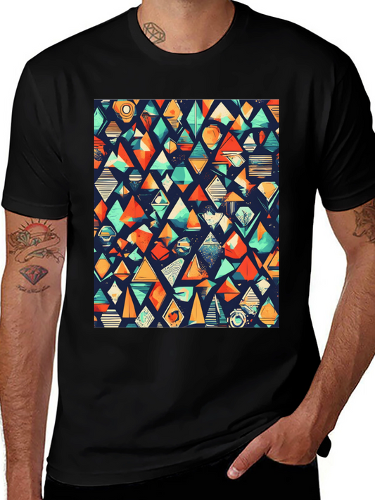 Geometric Pattern Black T-Shirt