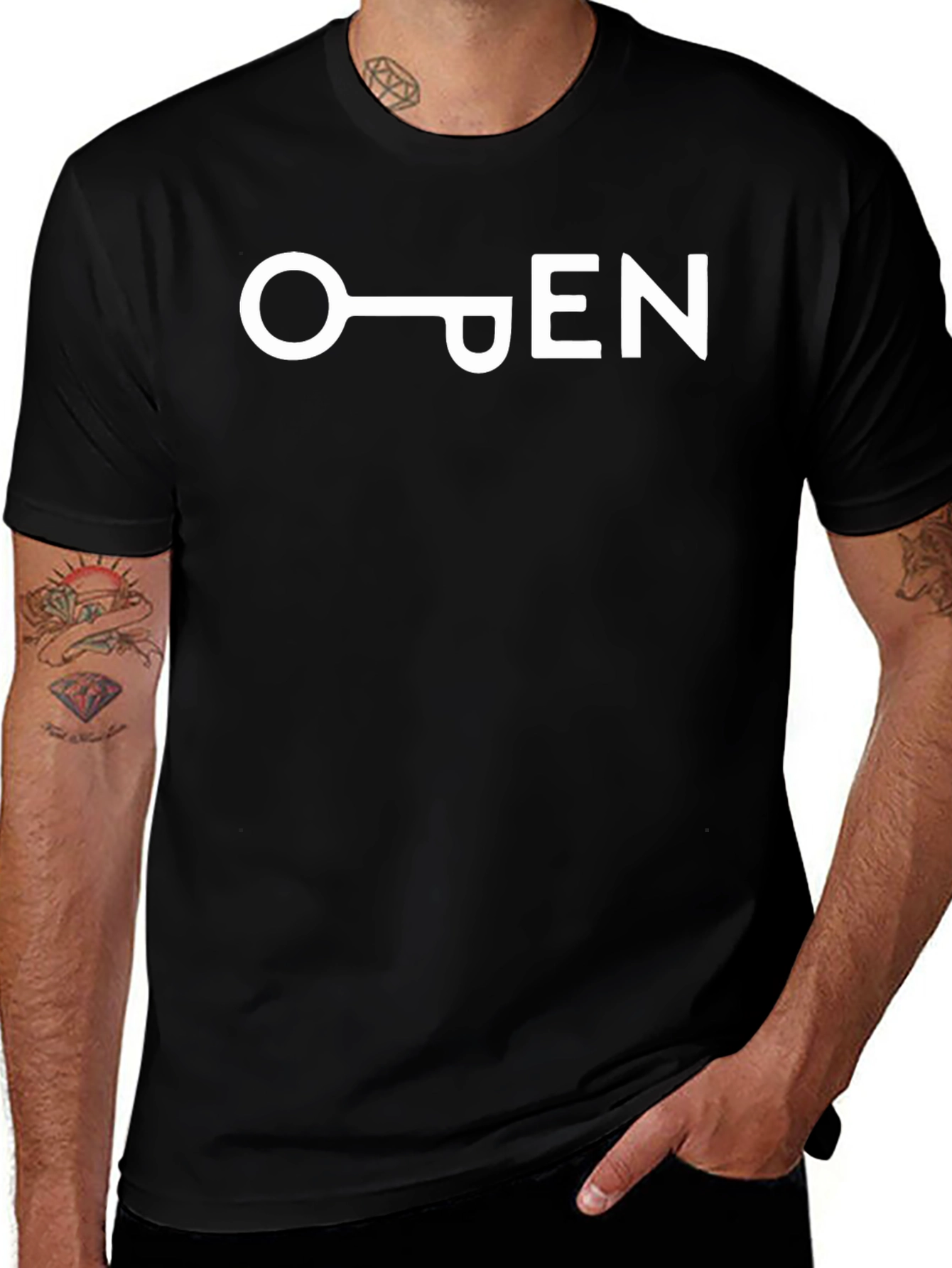 Open Key Graphic T-Shirt - Black Cotton Tee