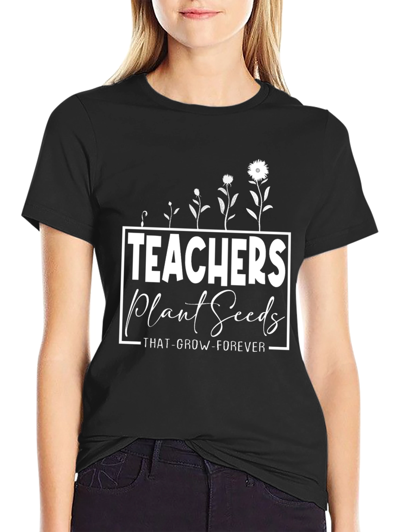 Teachers Plant Seeds Black Graphic Tee