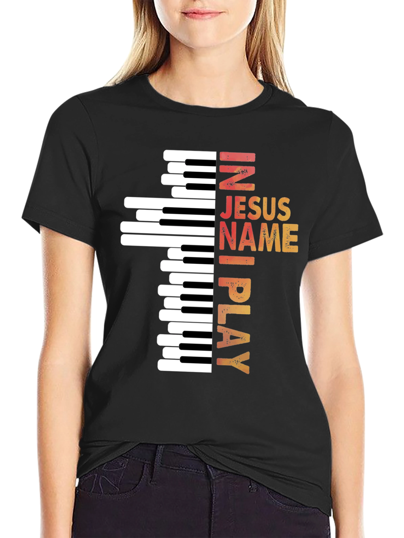 In Jesus Name I Play Piano T-Shirt