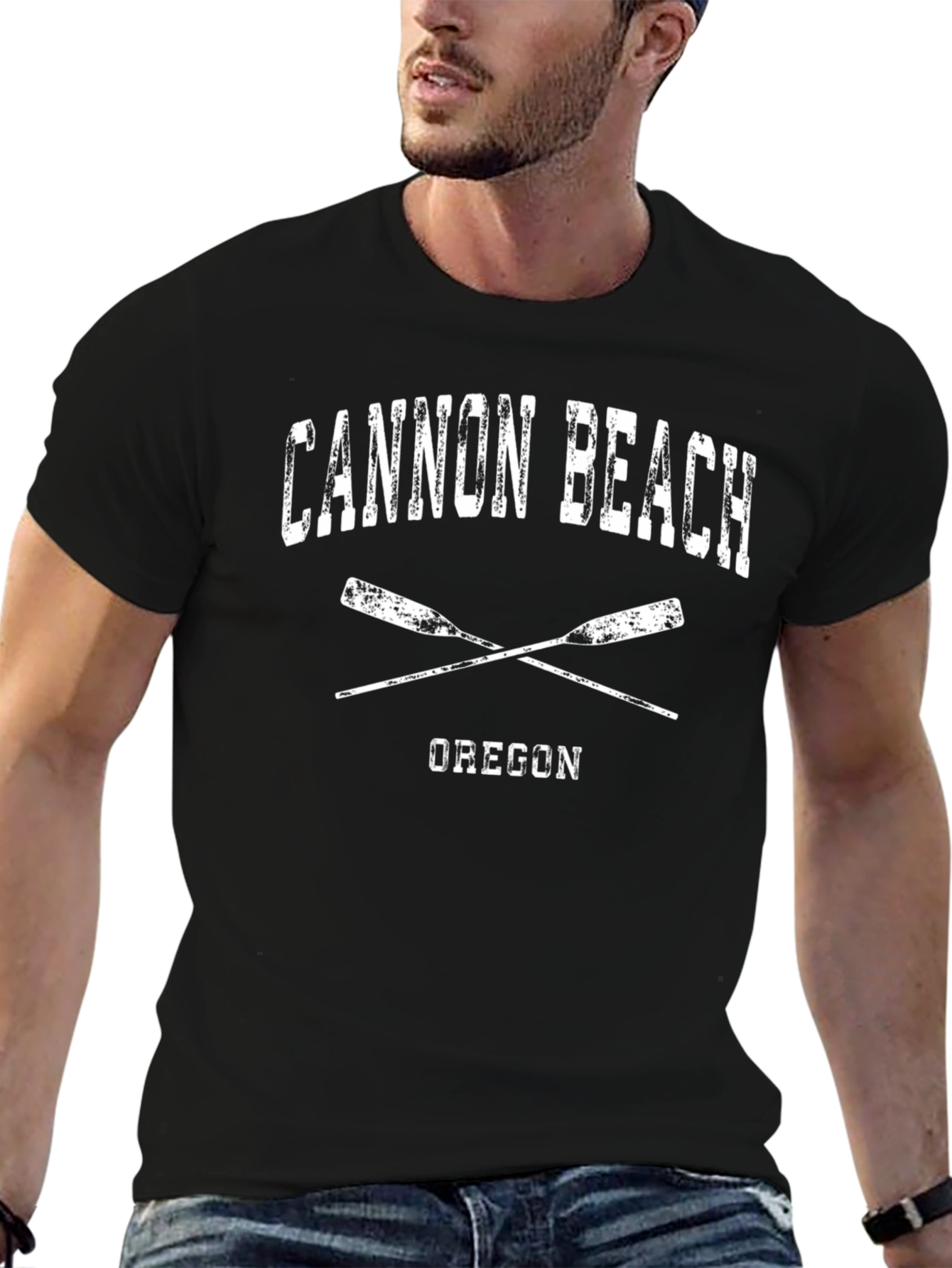 Cannon Beach Oregon T-Shirt - Crossed Oars Design