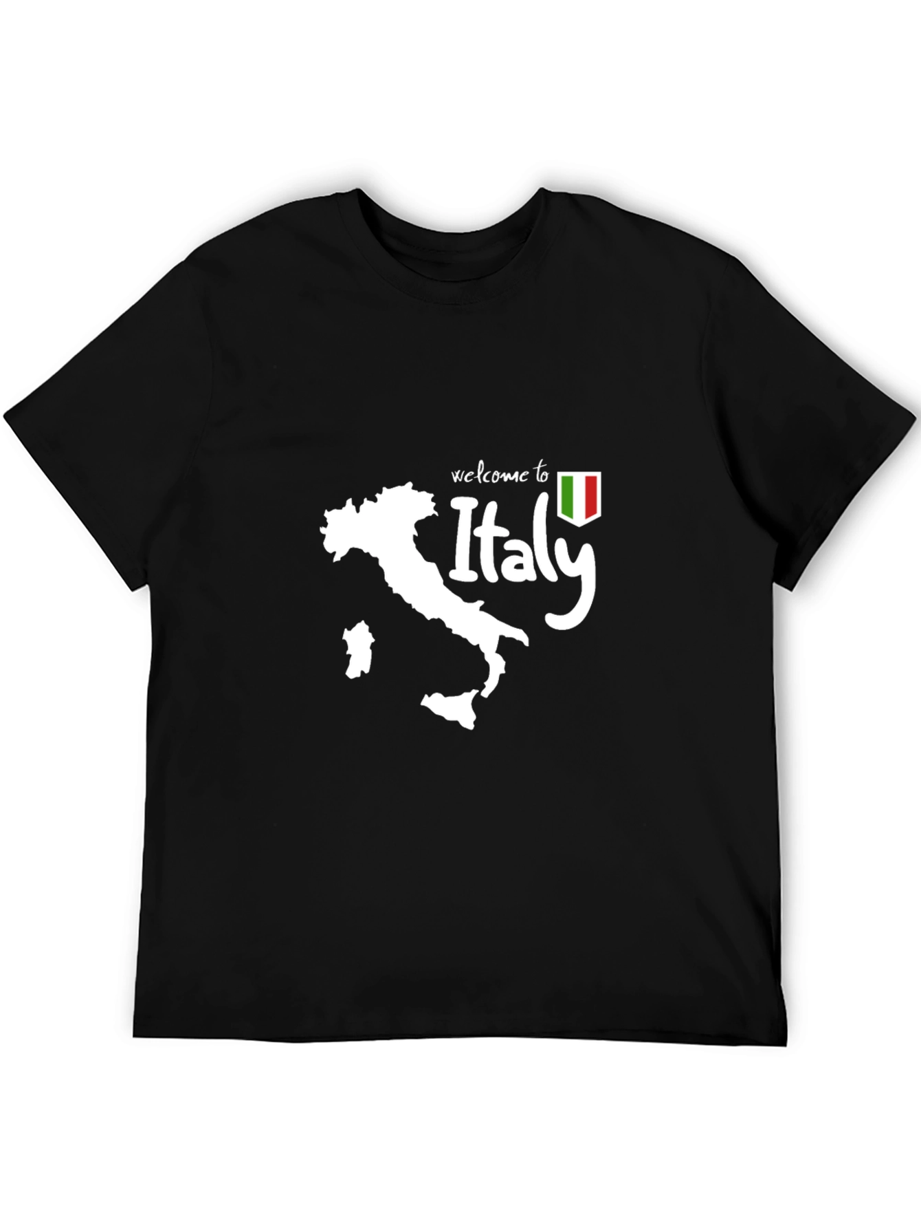 Welcome to Italy Map Black T-Shirt