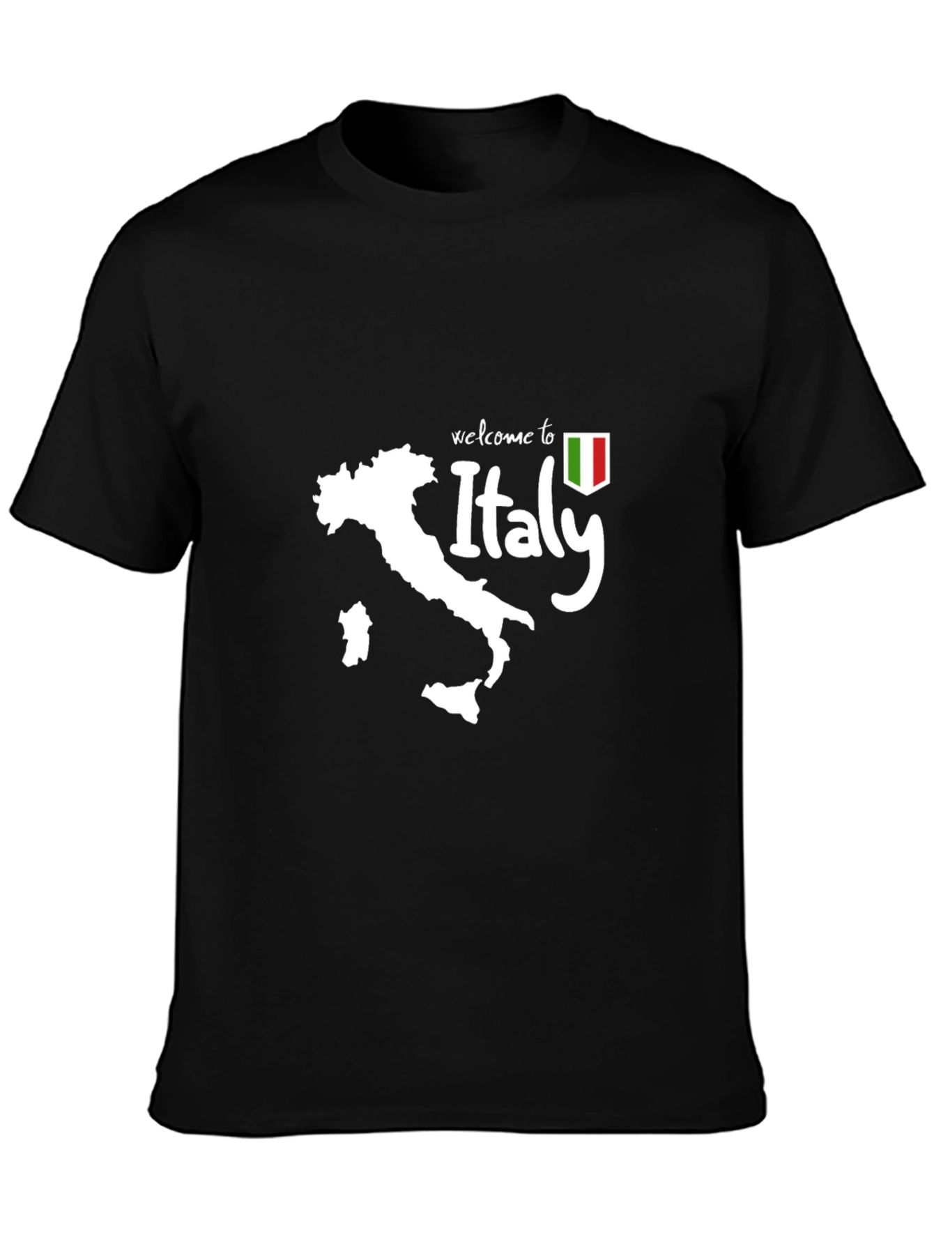 Welcome to Italy Map Black T-Shirt